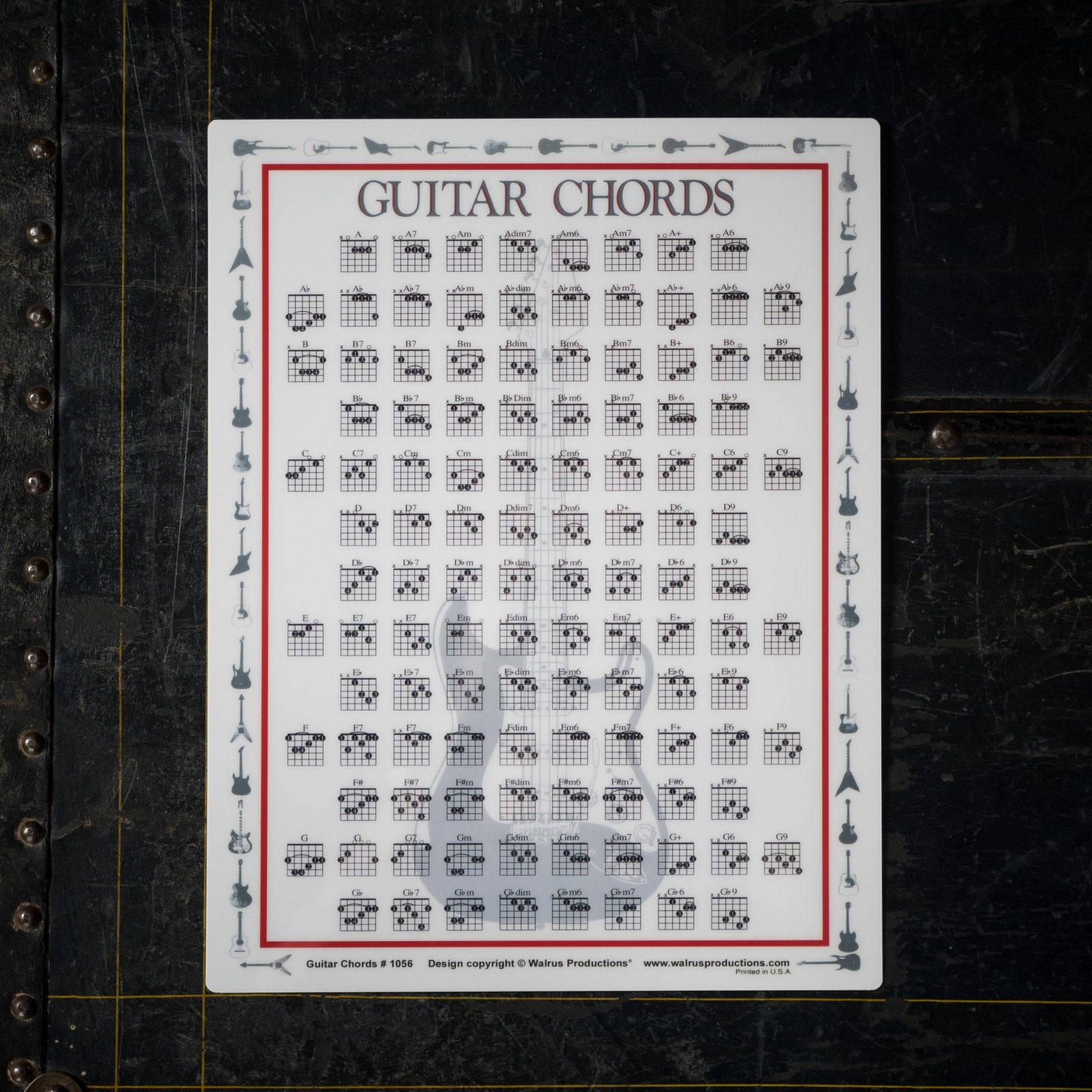 Laminated Mini Guitar Chords Chart #1056