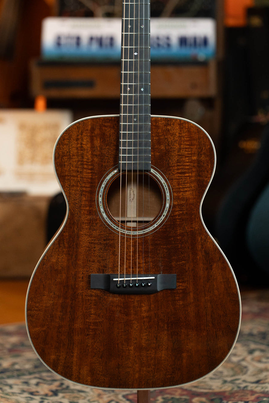 Martin Custom Shop OOO-17 acoustic guitar with flamed mahogany body and 14th fret neck joint. - Martin Custom Shop OOO-17 Style All Flamed Mahogany 14th Fret Acoustic Guitar #6198 - Default Title