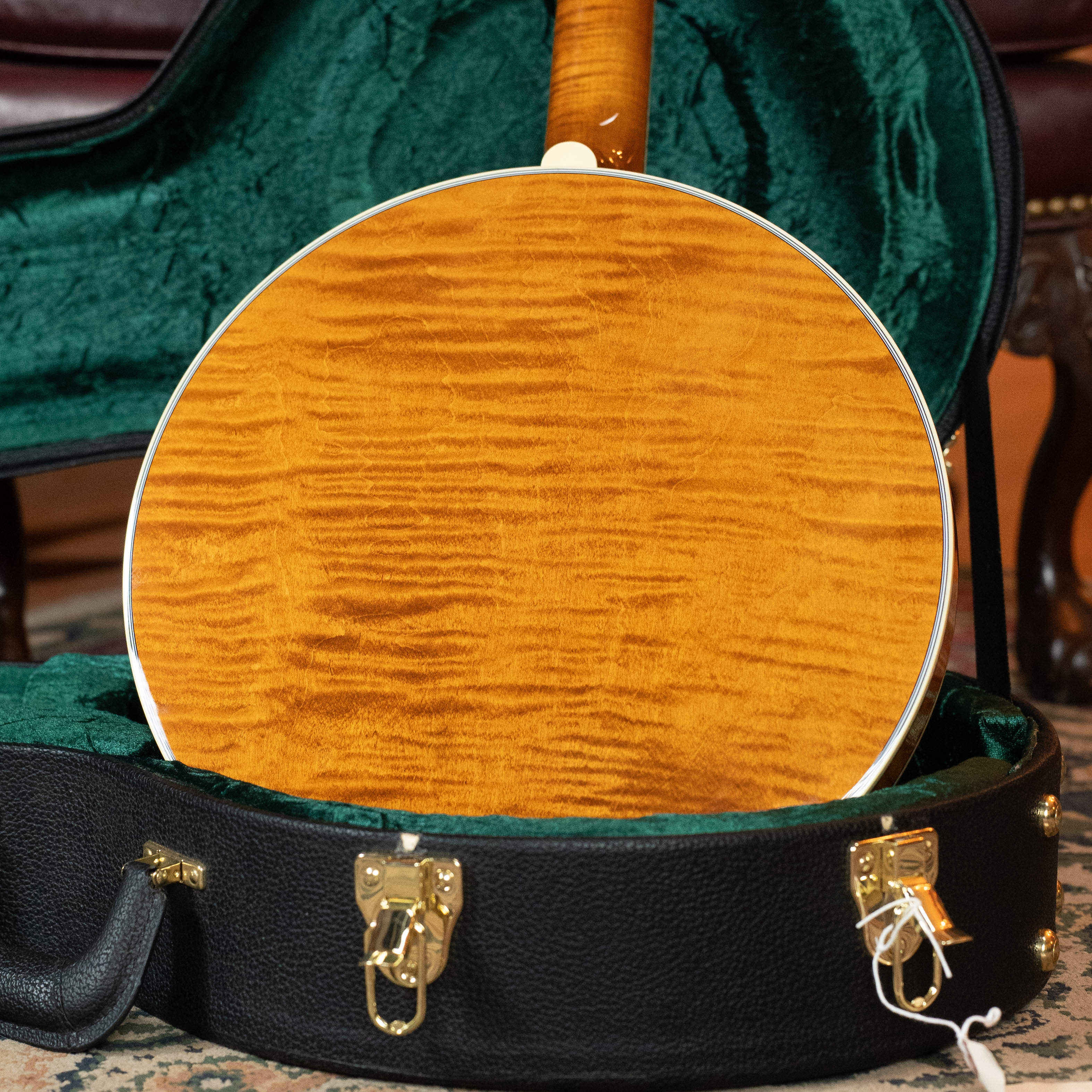 Deering Calico 5 String Curly Maple Resonator Banjo w/Spikes Installed #AX45