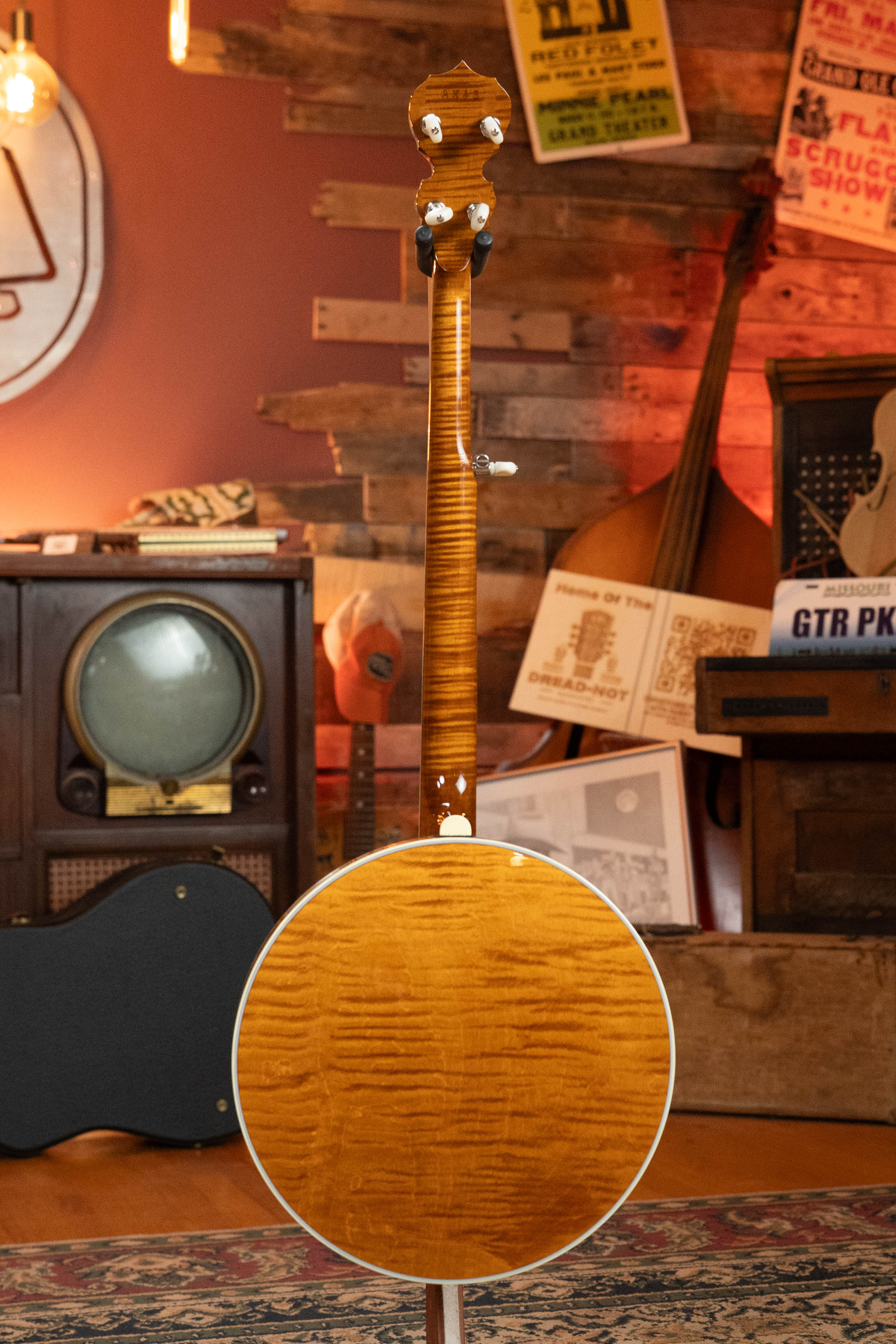 Deering Calico 5 String Curly Maple Resonator Banjo w/Spikes Installed #AX45