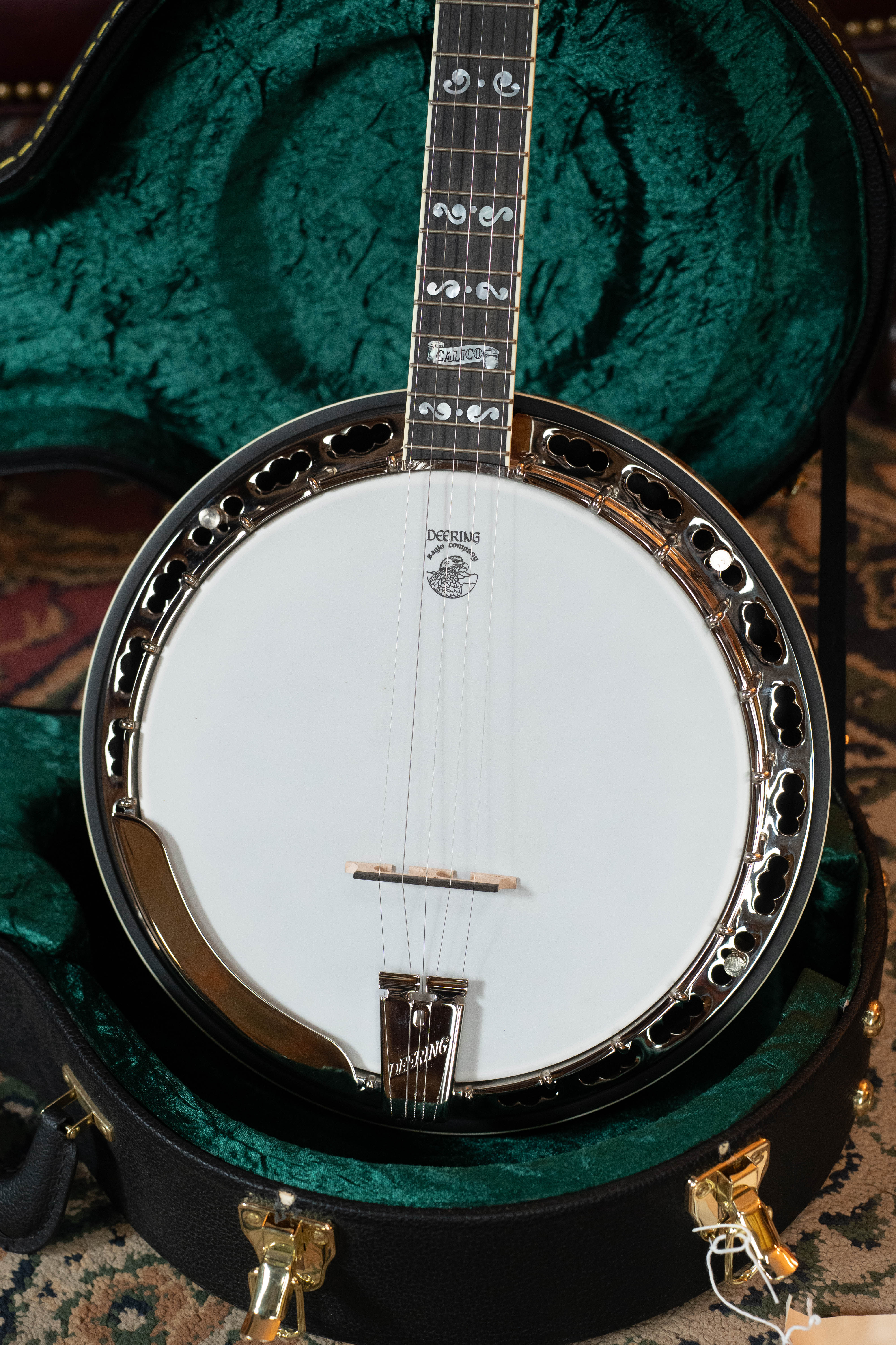 Deering Calico 5 String Curly Maple Resonator Banjo w/Spikes Installed #AX45