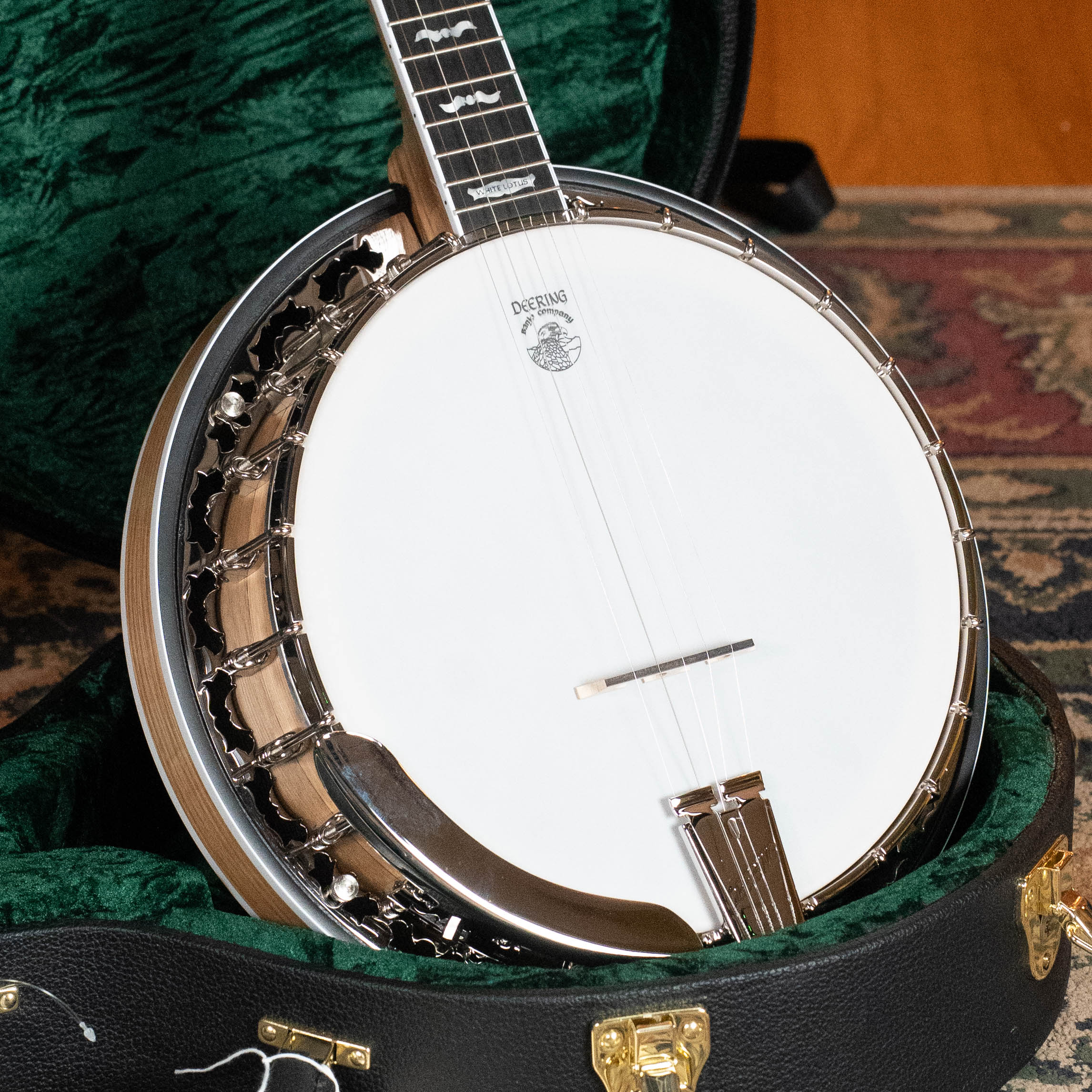 Deering White Lotus 5-String Resonator Banjo w/Spikes Installed #BB89