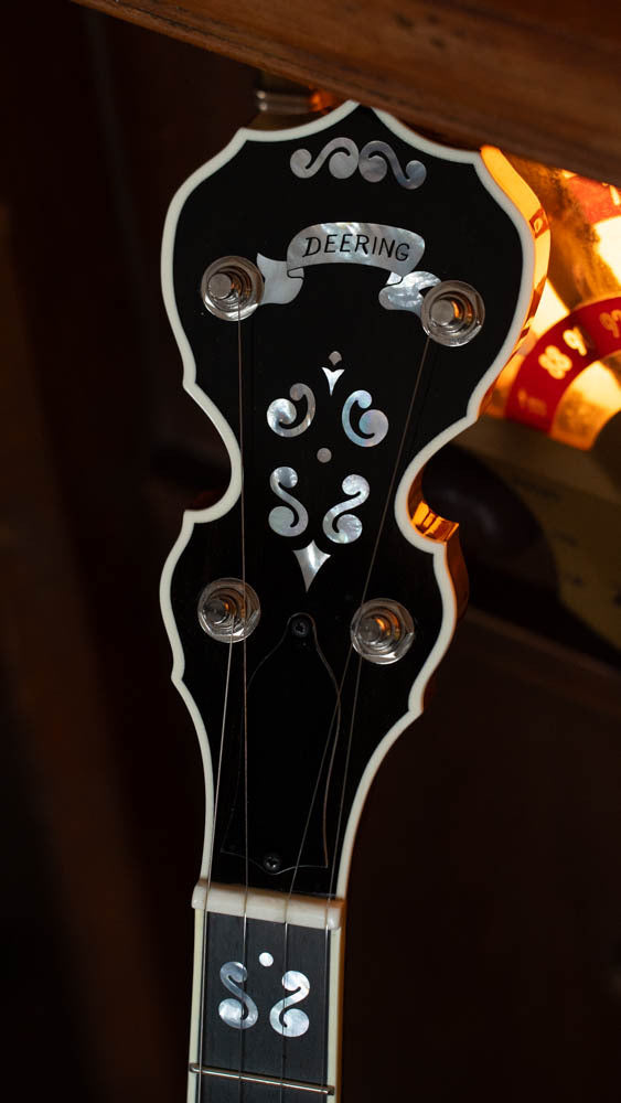 Deering Calico 5 String Curly Maple Resonator Banjo w/Spikes Installed #AX45