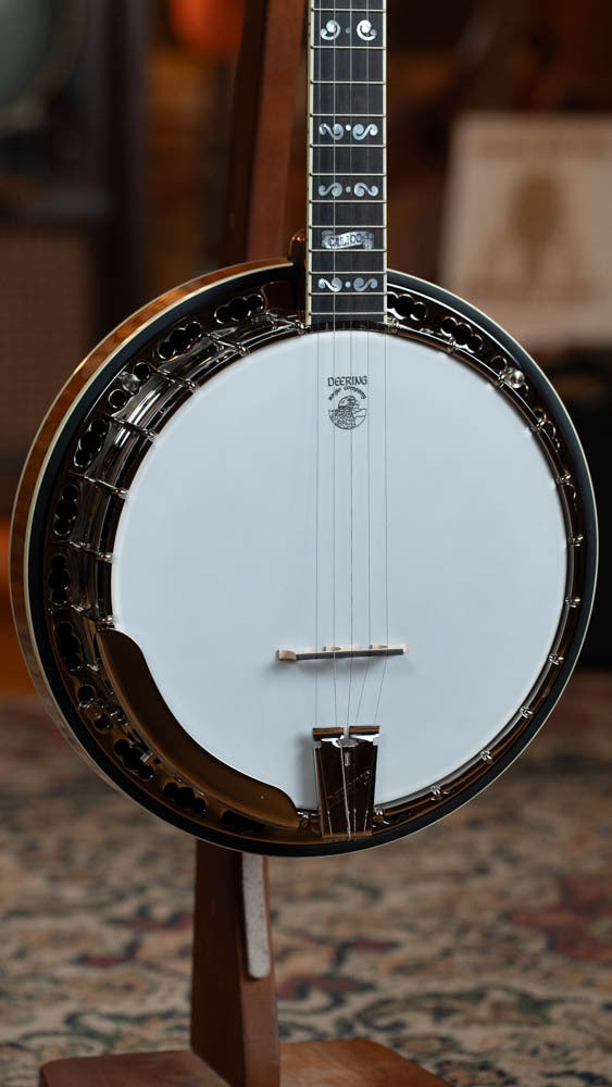 Deering Calico 5 String Curly Maple Resonator Banjo w/Spikes Installed #AX45