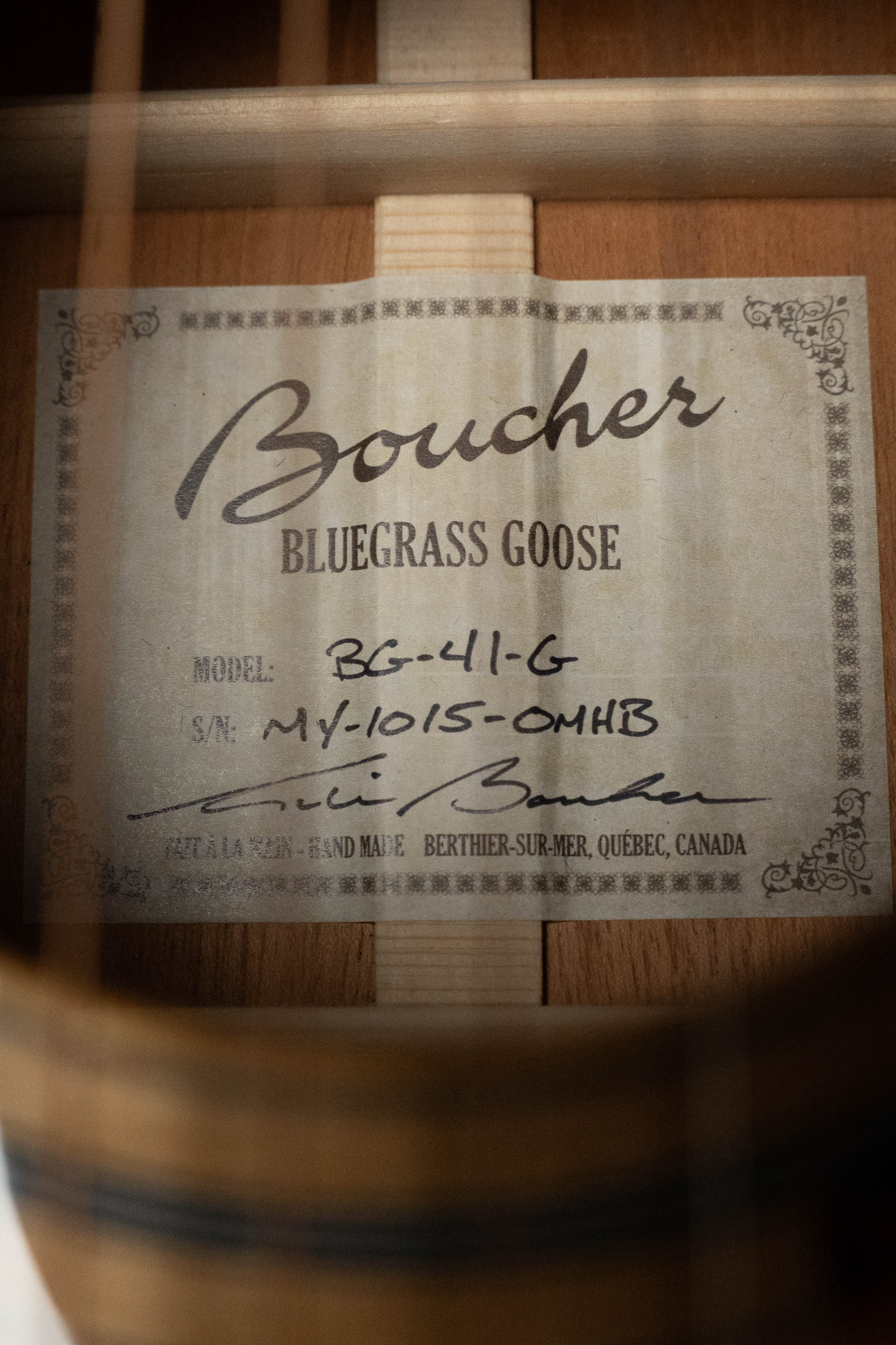 *Dread-Not Certified Used* Boucher BG-41-G Bluegrass Goose Series Gold Torrefied Adirondack/Mahogany OM Guitar w/K&K Pickup #1015