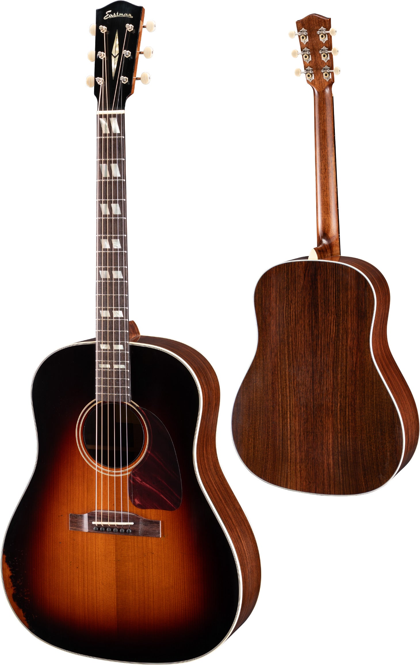 PRE-ORDER DEPOSIT ONLY *New 2026 Model* Eastman E25SS/V-SB Thermo-Cured Adirondack/Rosewood Antique Sunburst Varnish Slope Shoulder Acoustic Guitar