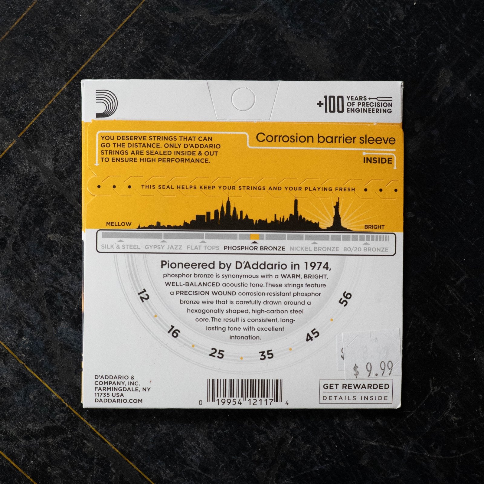 D'Addario EJ19 Phosphor Bronze Acoustic Guitar Strings, Light Top/Medium Bottom, 12-56