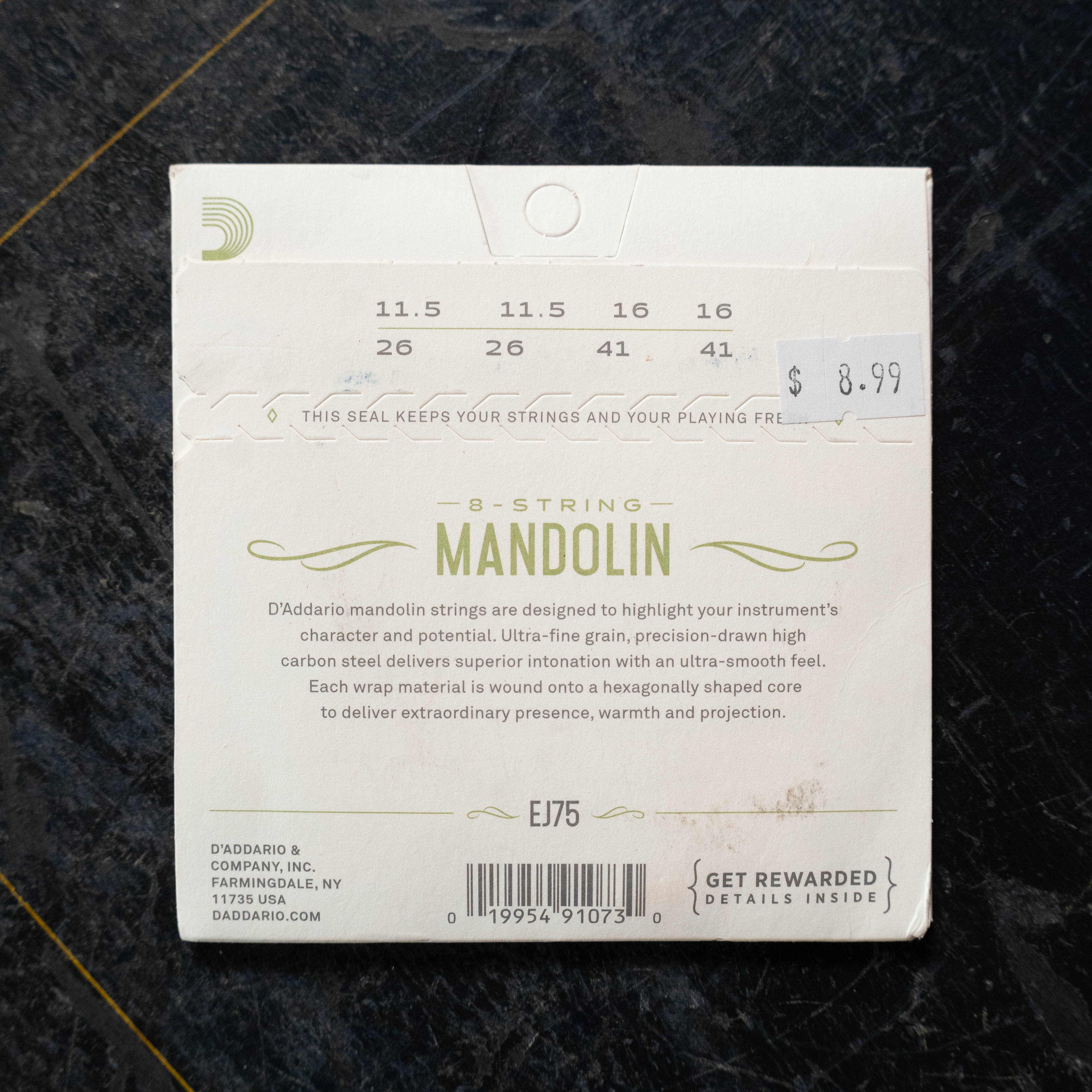 D'Addario EJ75 Mandolin Phosphor Bronze Med/Heavy 11.5-41