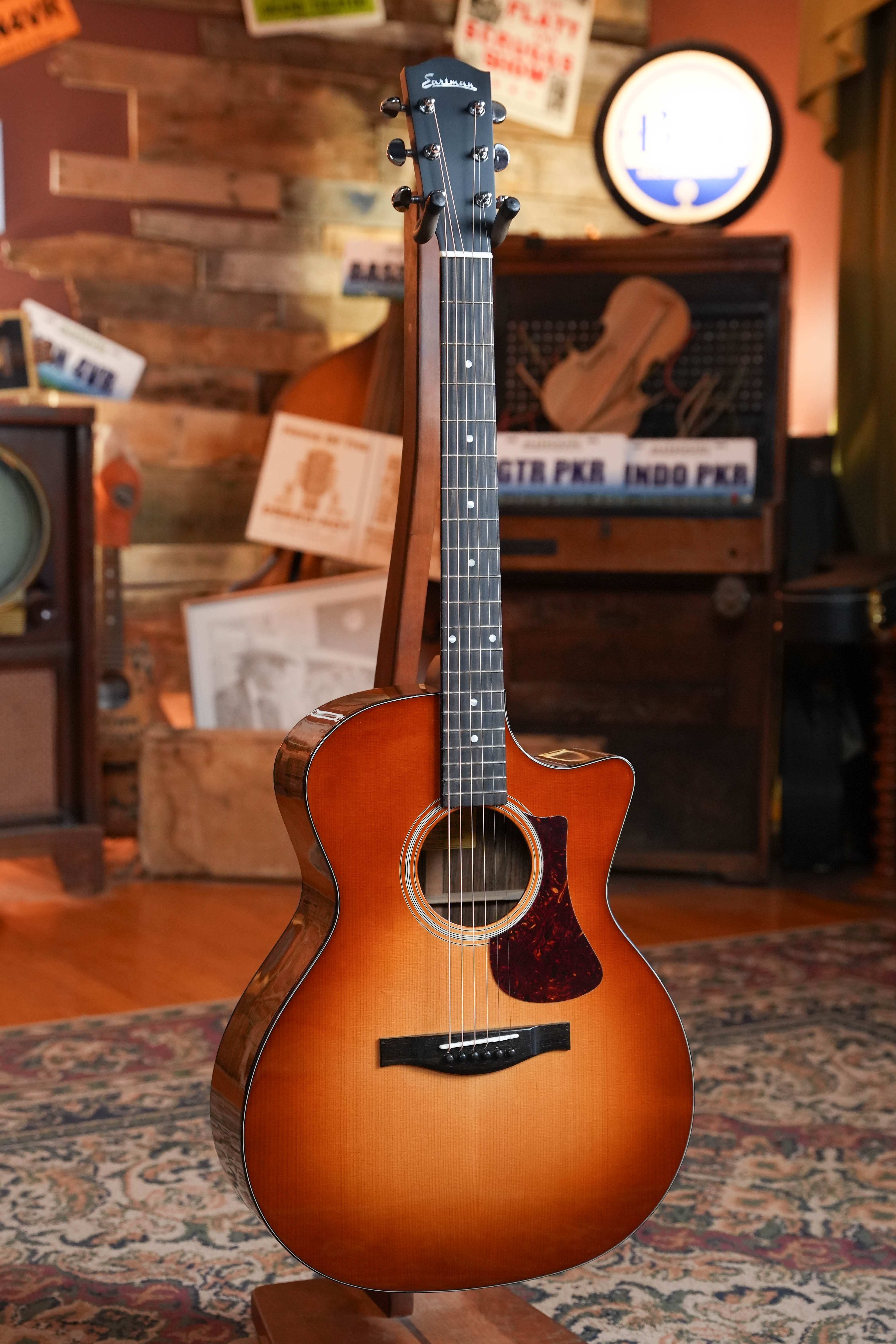 Eastman AC222CE-DLX-GB Sitka/Ovangkol Goldburst Cutaway Grand Auditorium Guitar w/Fishman Pickup #9821