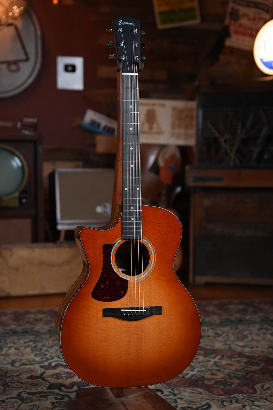 Eastman AC222LCE-DLX-GB Left-Handed Sitka/Ovangkol Goldburst Cutaway Grand Auditorium Guitar w/Fishman Pickup #6294