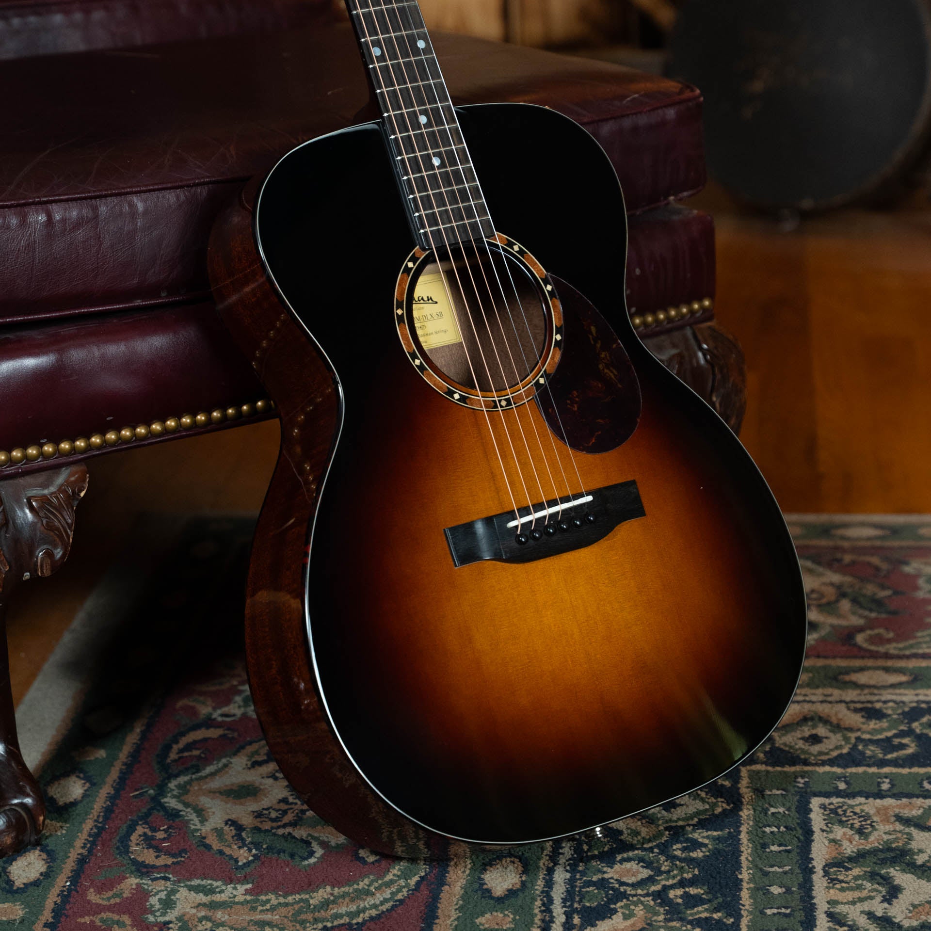 Eastman E2OM-DLX-SB Cedar/Sapele Sunburst Orchestra Model Guitar w/Fishman Pickup #4173