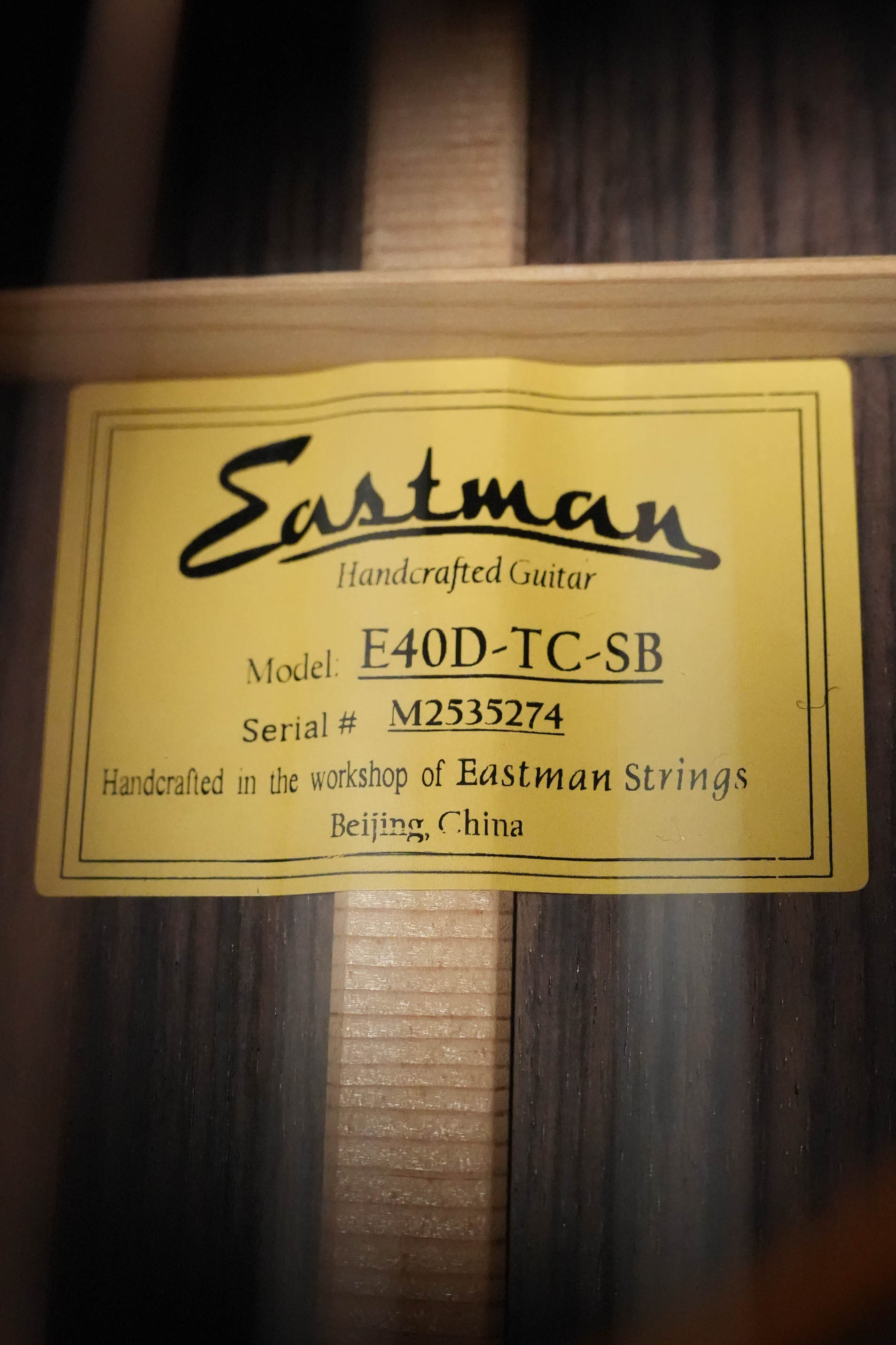 Eastman E40D-TC-SB Thermo-cured AAA Grade Adirondack/Rosewood Sunburst Dreadnought Acoustic Guitar #5274