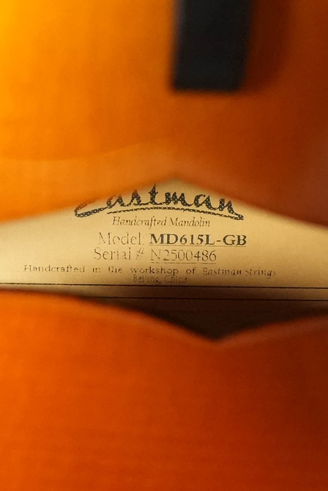 Eastman MD615L-GB Goldburst F-Style Mandolin w/K&K Pickup Left Handed Model #0486