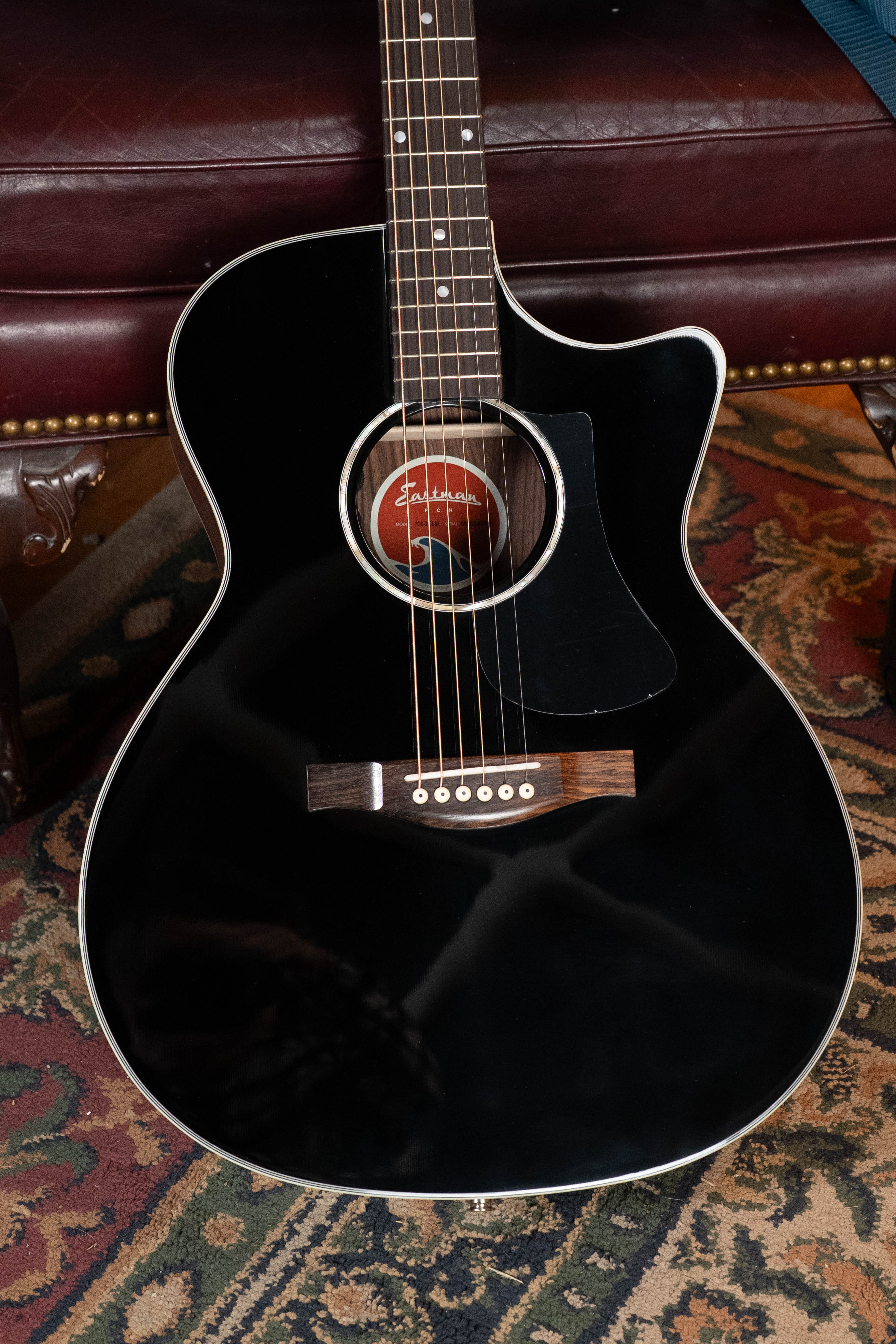Eastman PCH2-GACE-BK Solid Thermo-Cured Sitka/Laminated Rosewood Grand Auditorium Cutaway Black Top Guitar w/Electronics #4550
