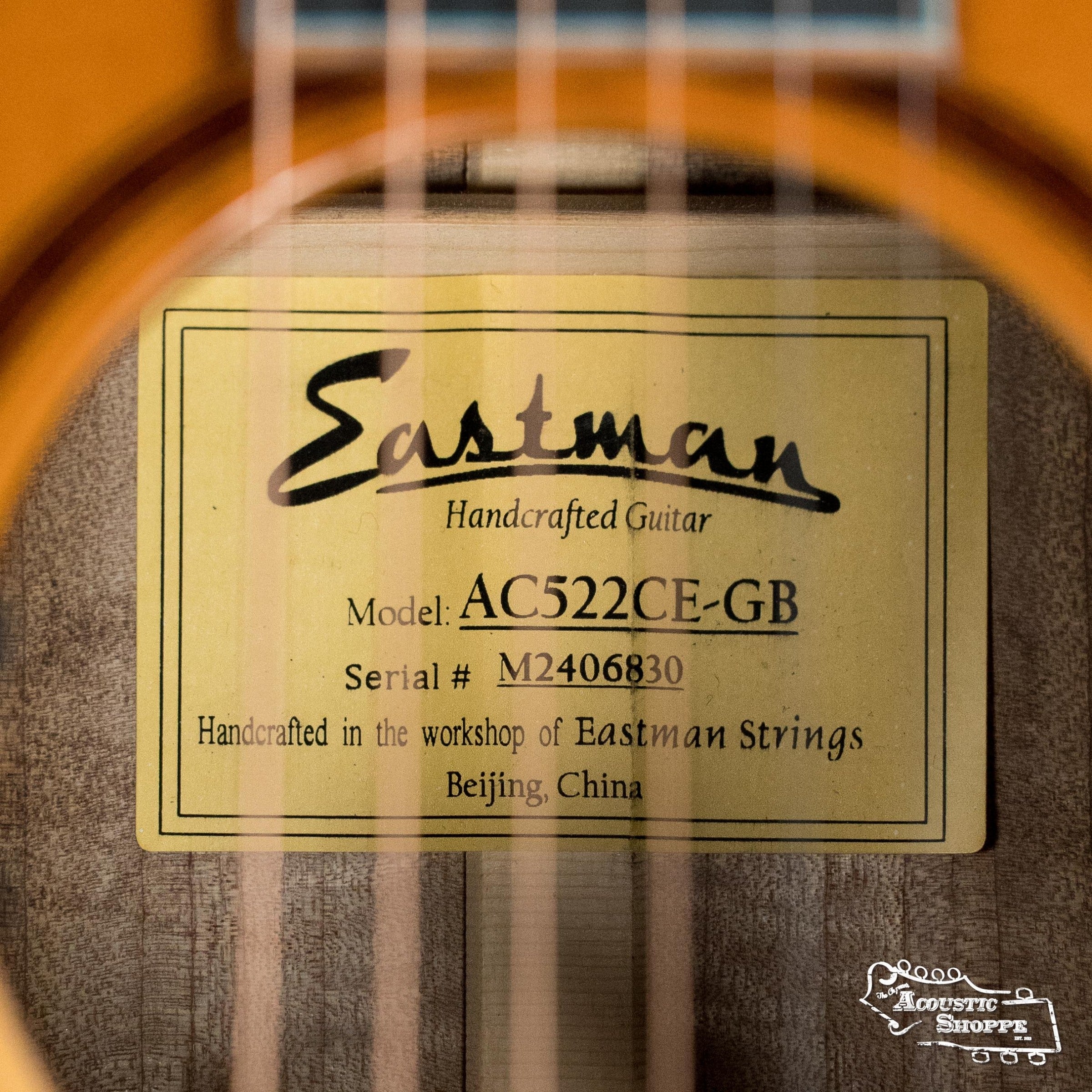Eastman AC522CE-GB European Spruce/Mahogany Goldburst Acoustic Guitar  w/ LR Baggs Pickup #6830