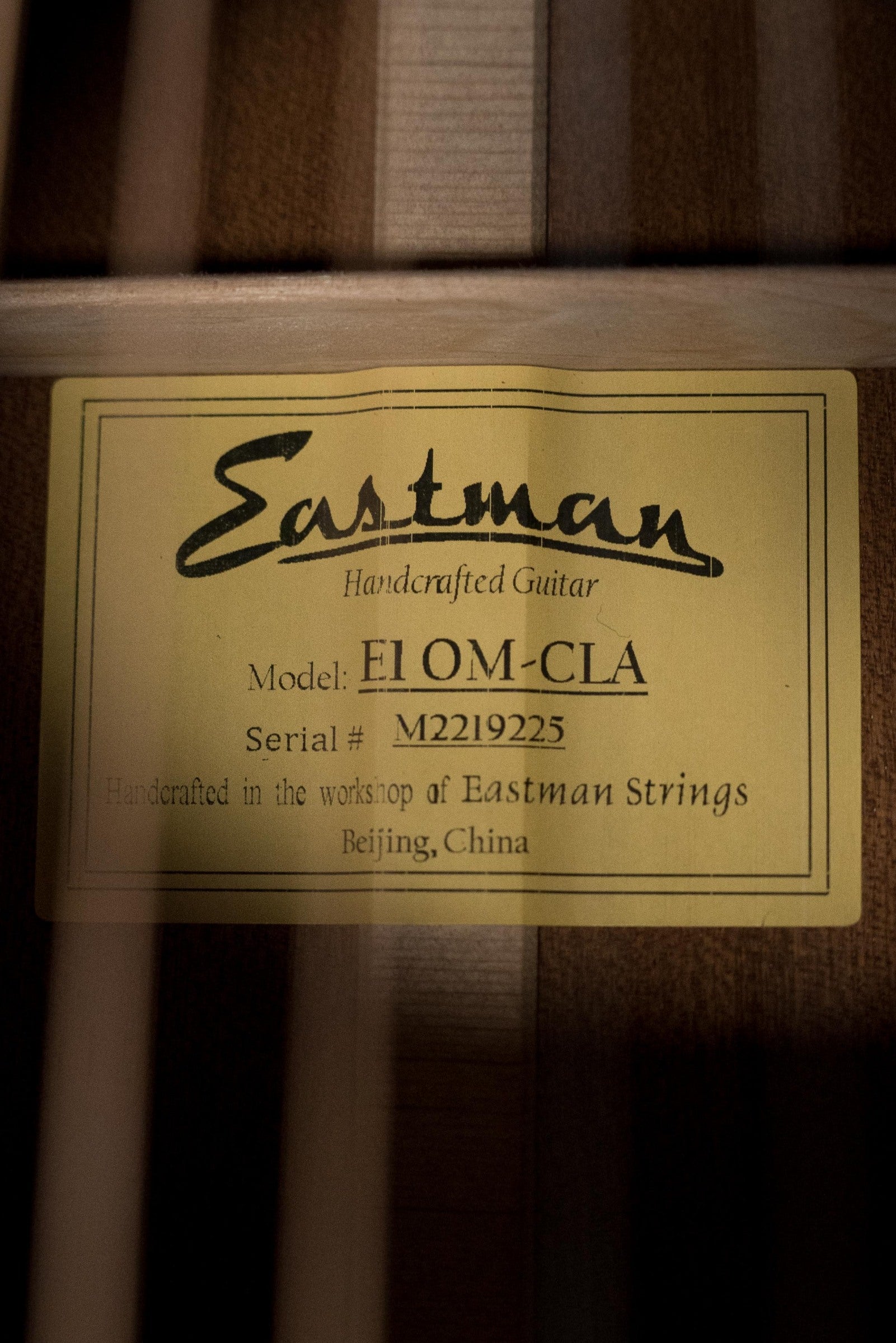 Eastman E1OM-CLA All Solid Sitka/Sapele Classic Finish Acoustic Guitar #9225