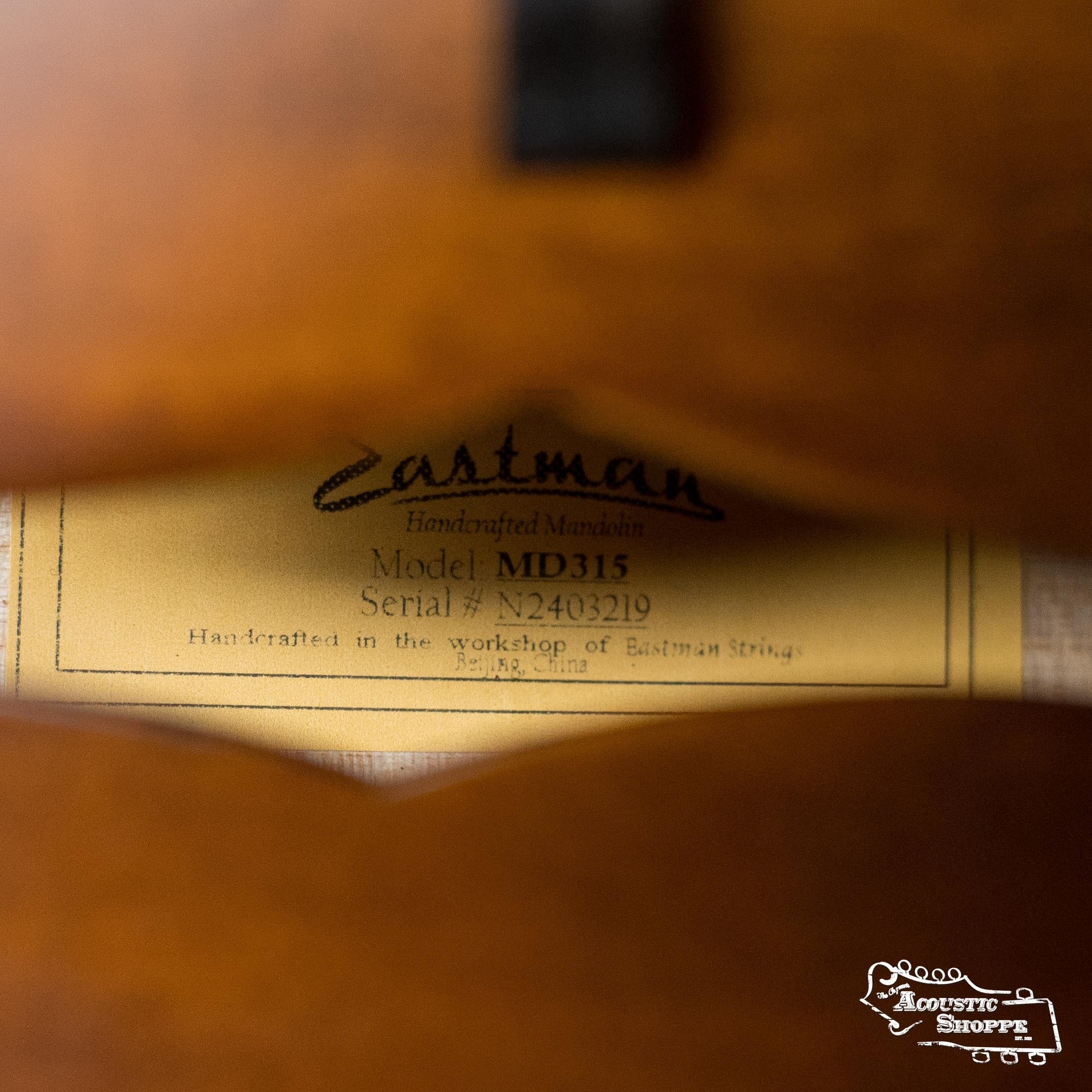 Eastman MD315 F-Style Hand-Carved Mandolin #3219