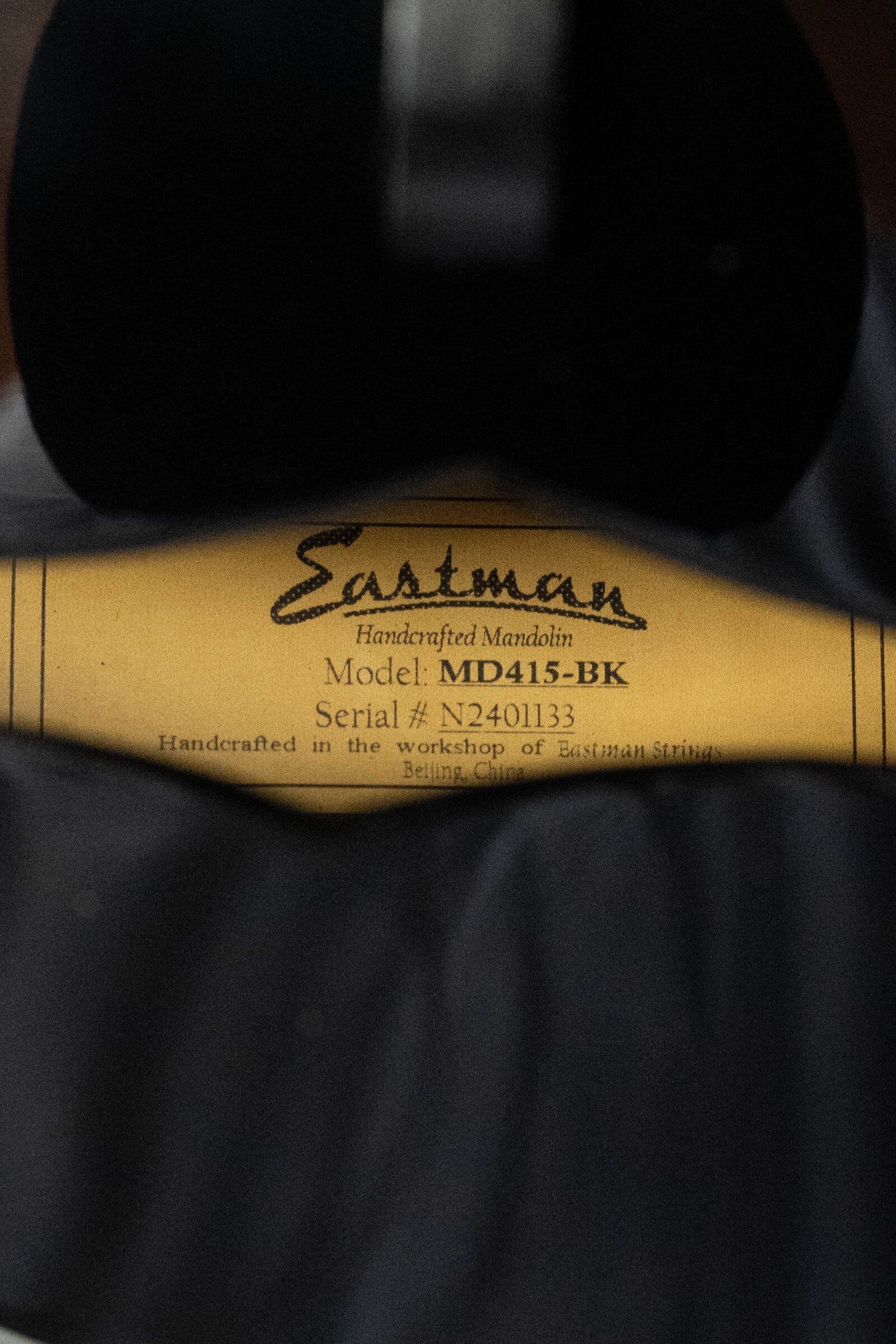 *Dread-Not Used Certified* Eastman MD415-BK Black Top F-Style Mandolin #1133