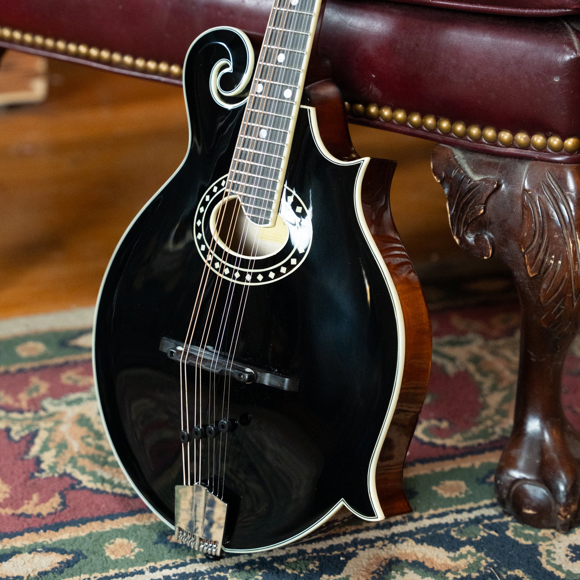 Eastman MD514-BK-LTD Limited All Solid Adirondack/Maple F-Style Black Top Mandolin w/Oval Hole #5576