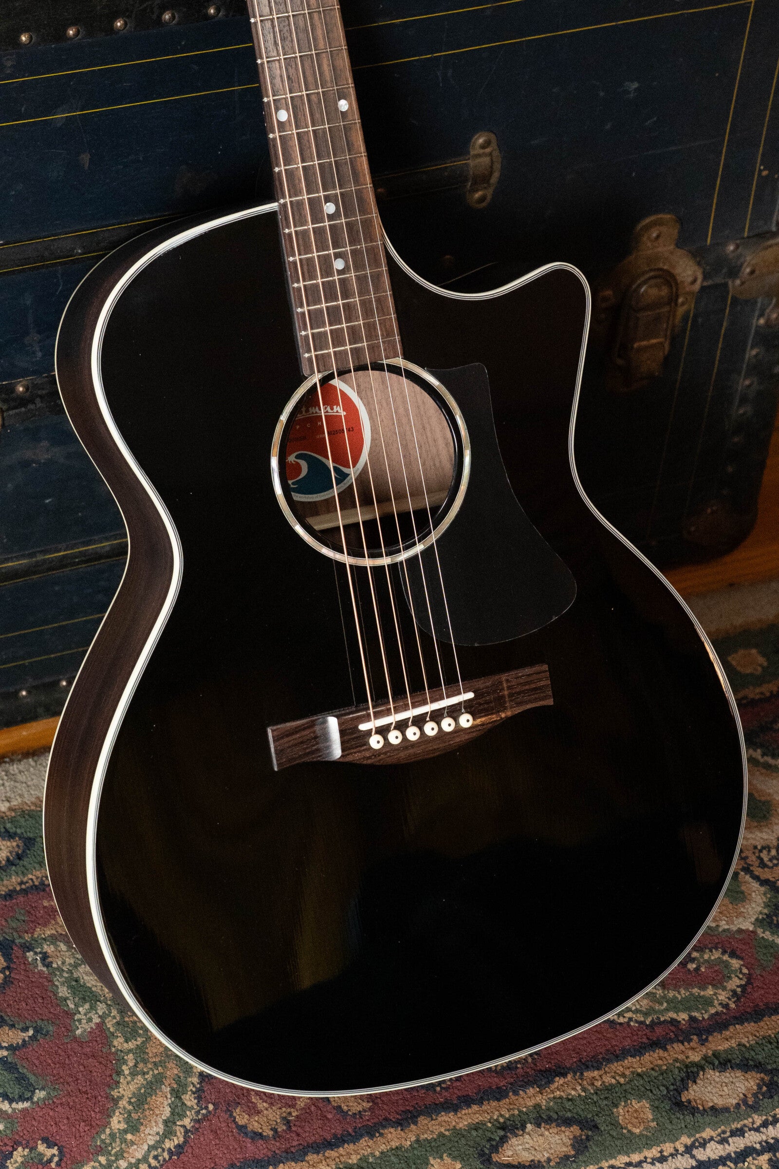 Eastman PCH2-GACE-BK Solid Thermo-Cured Sitka/Laminated Rosewood Grand Auditorium Cutaway Black Top Guitar w/Electronics #5743