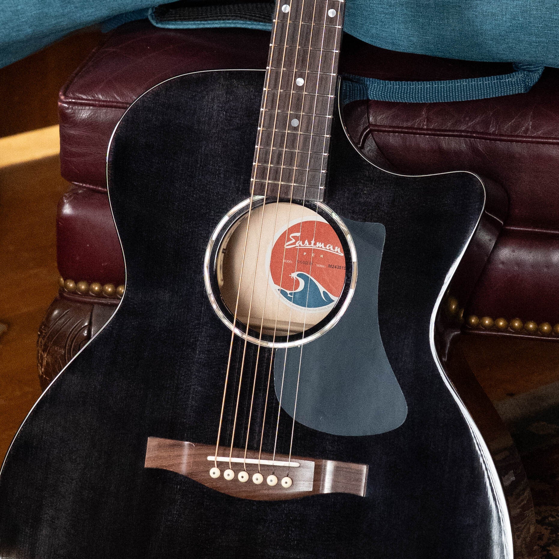 Eastman PCH3-GACE-TBK Sitka/Laminated Maple Grand Auditorium Translucent Black Top Guitar w/Fishman Pickup #5155