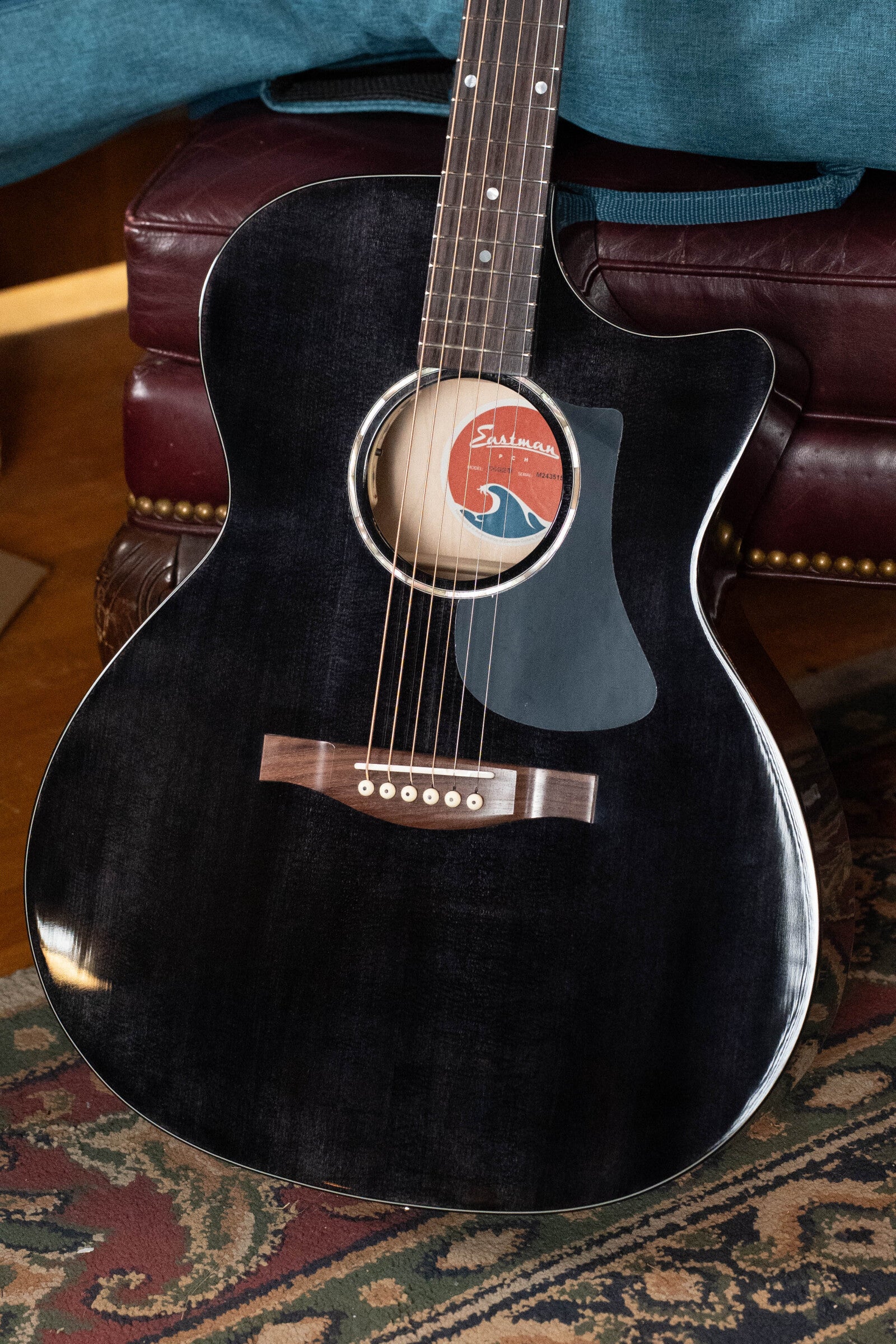 Eastman PCH3-GACE-TBK Sitka/Laminated Maple Grand Auditorium Translucent Black Top Guitar w/Fishman Pickup #5155