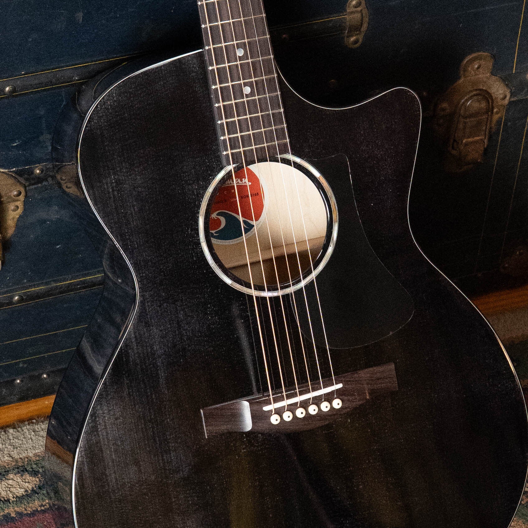 Eastman PCH3-GACE-TBK Sitka/Laminated Maple Grand Auditorium Translucent Black Top Guitar w/Fishman Pickup #5165