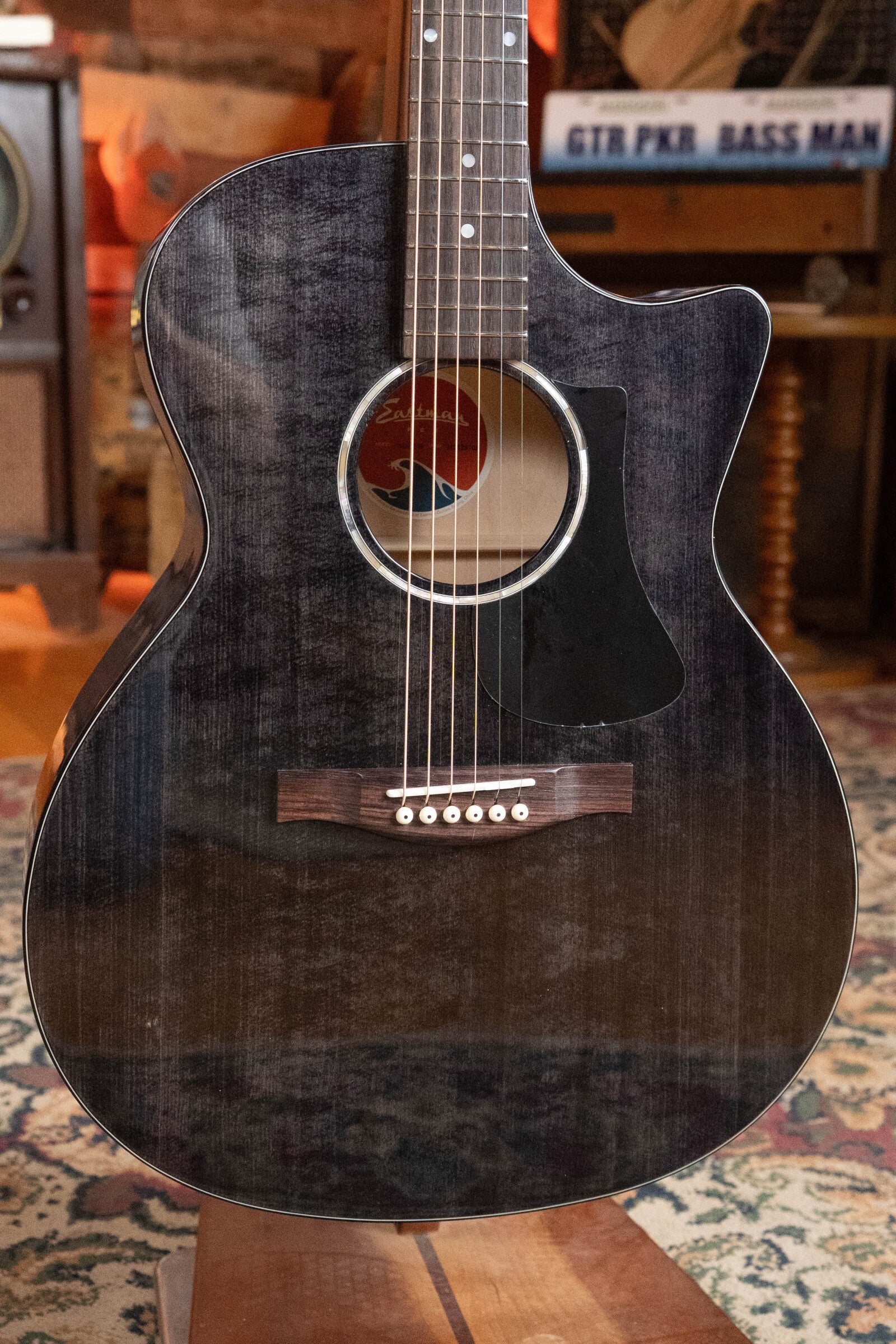 Eastman PCH3-GACE-TBK Sitka/Laminated Maple Grand Auditorium Translucent Black Top Guitar w/Fishman Pickup #9705