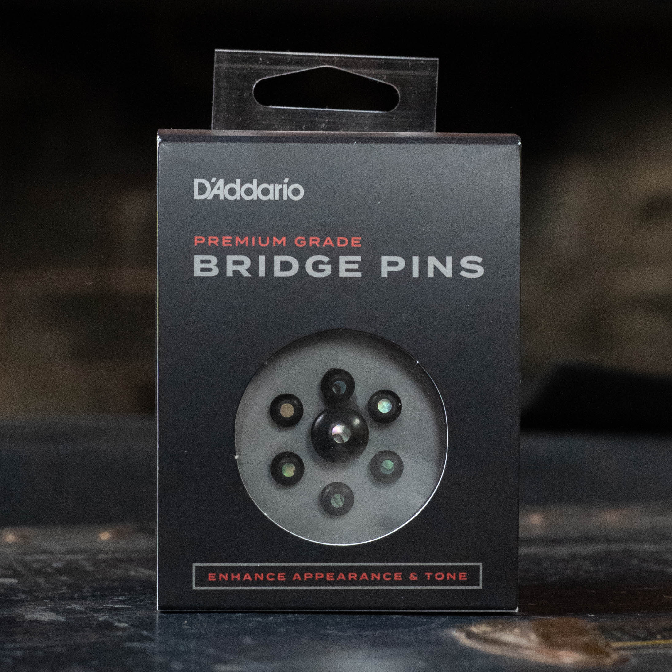 D'Addario Ebony Bridge Pins w/End Pin Set - Abalone Inlay