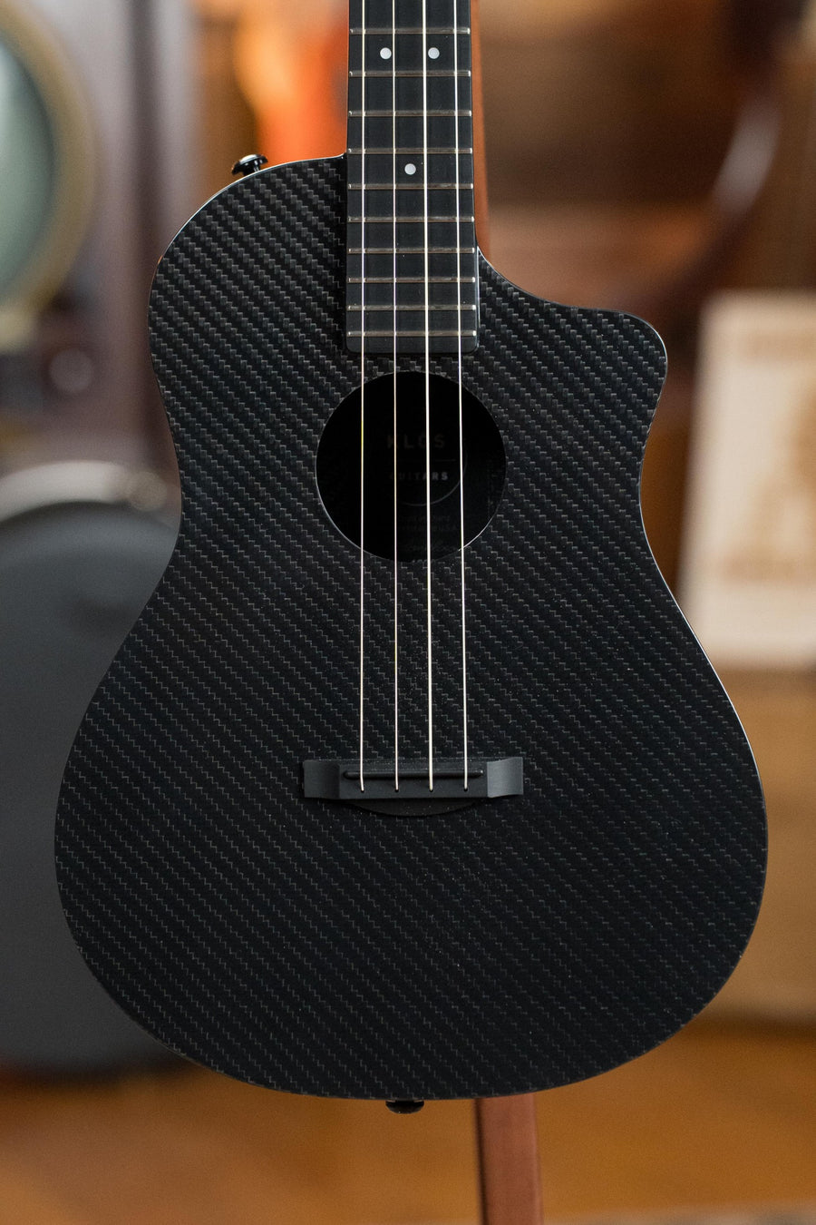 All-carbon baritone ukulele with matte black textured finish and cutaway body design. - KLOS X_U_BAR_DA All Carbon Baritone Ukulele #2393 - Default Title