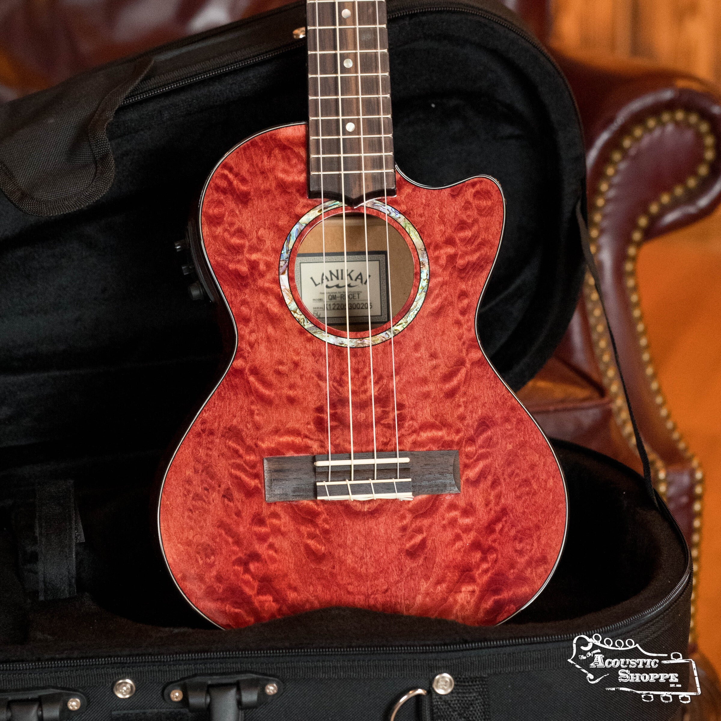 Lanikai QM-RDCET Quilted Red Maple Cutaway Tenor Ukulele w/Fishman Electronic #0205