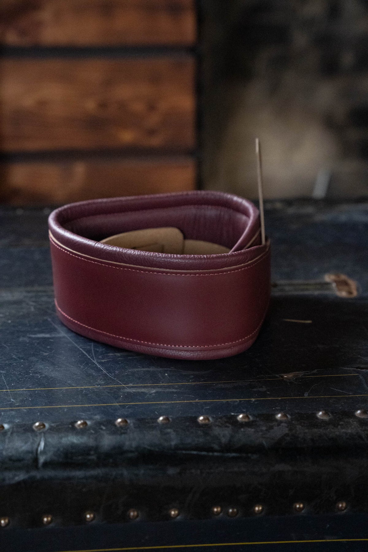 Levy's Amped Leather Series Guitar Strap - Burgundy