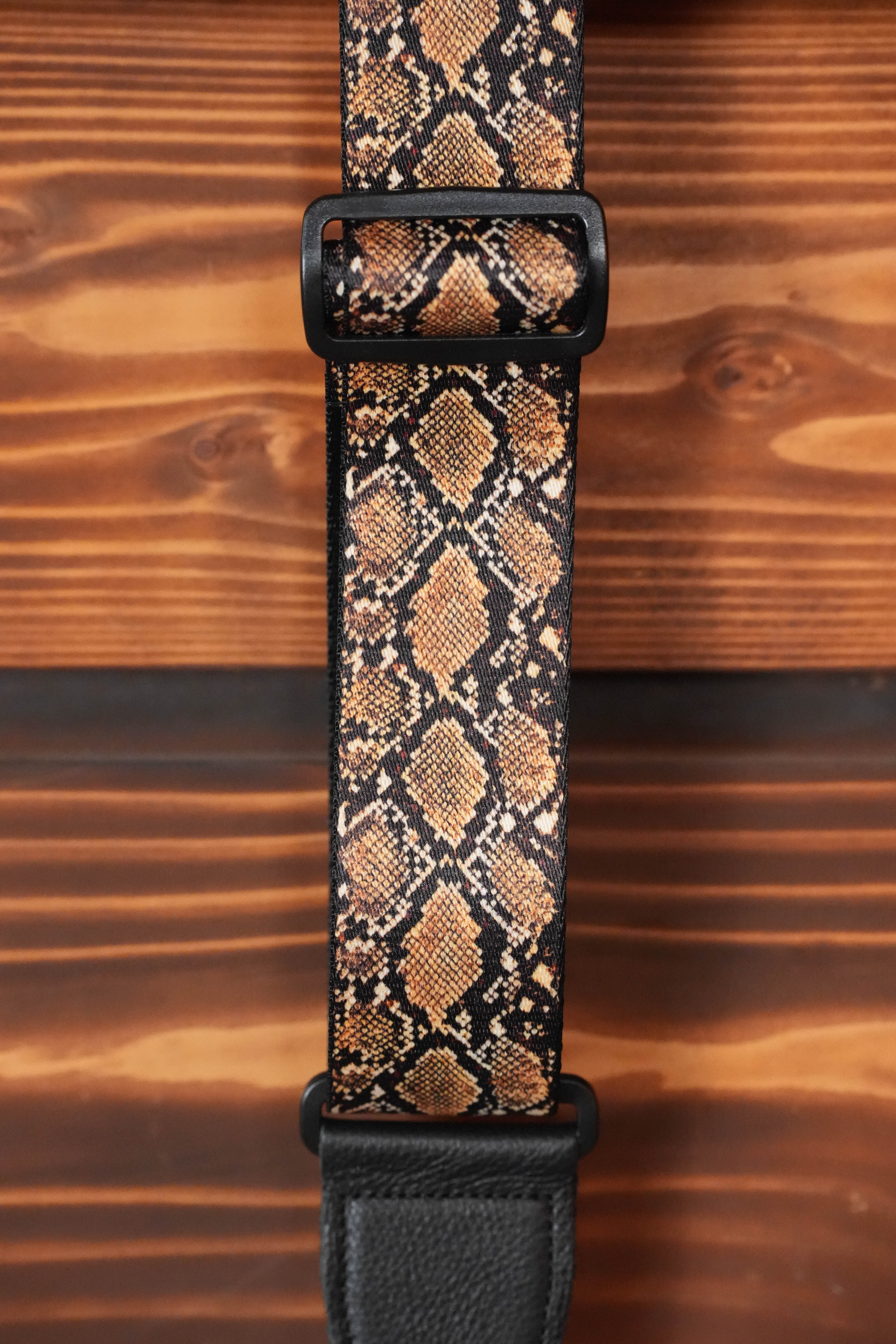 Levy's Leather Animal Print Brown Python Guitar Strap