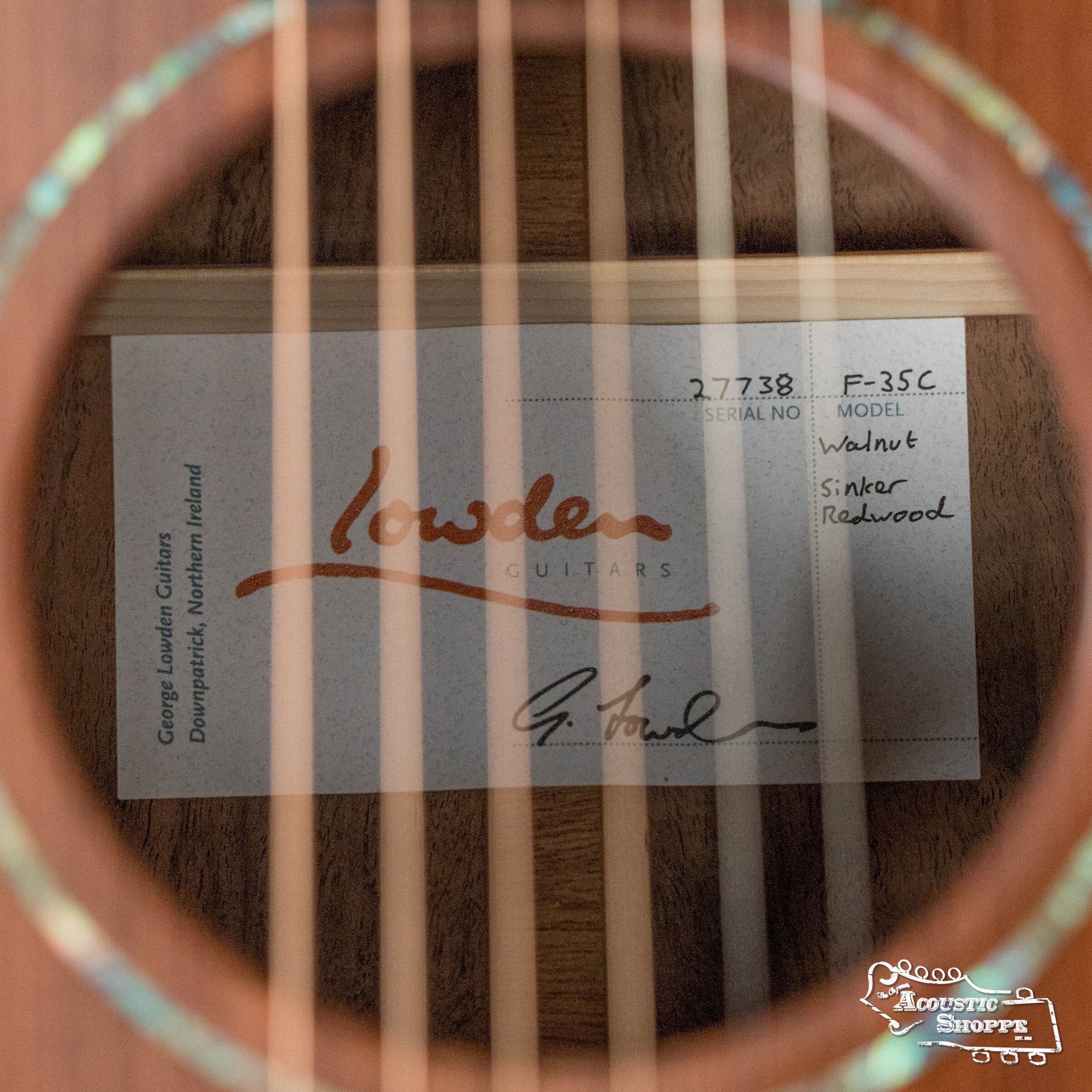 Lowden F-35C 35 Series Redwood/Walnut Medium Sized Cutaway Acoustic Guitar #7738