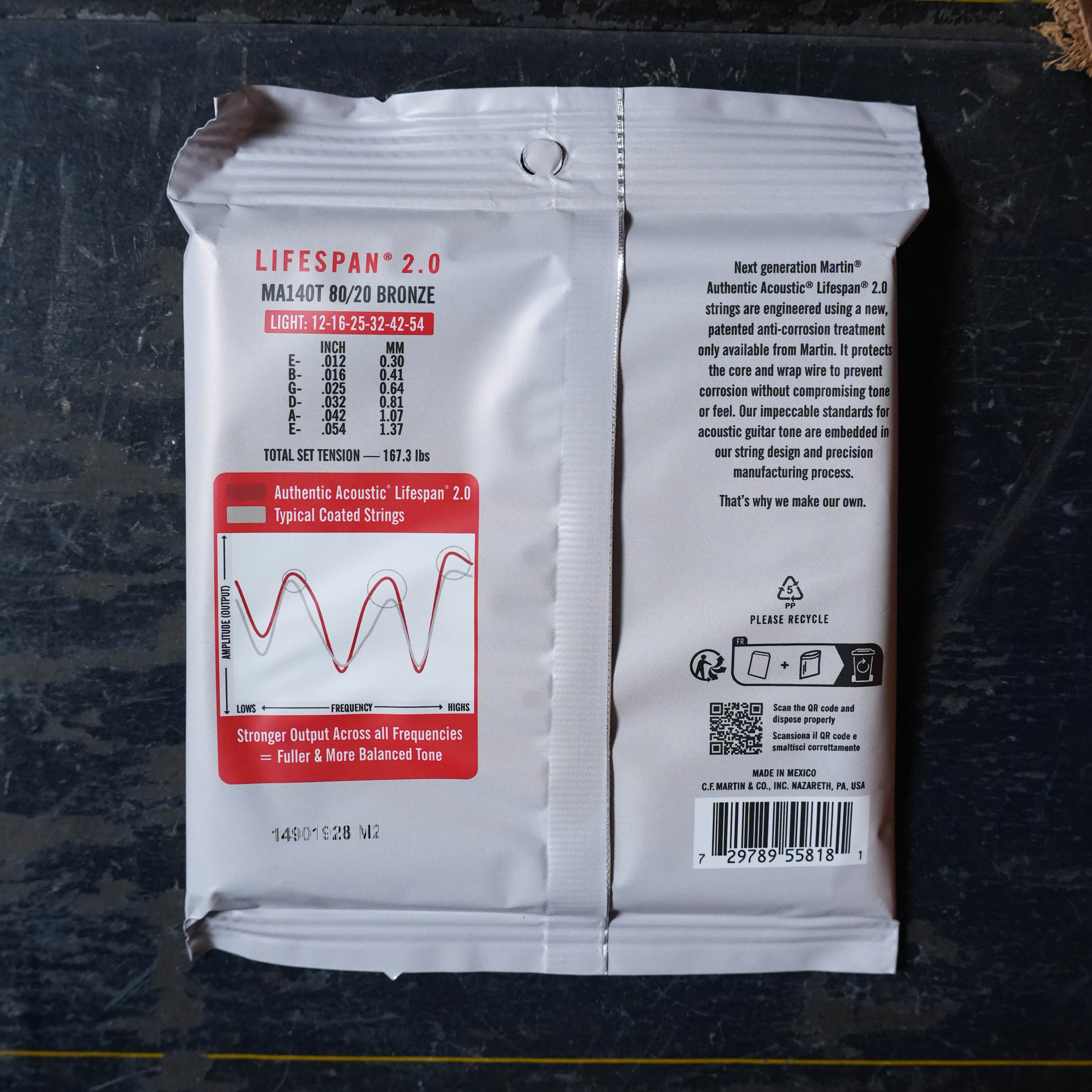 Martin Authentic Acoustic Lifespan 2.0 80/20 Bronze Guitar Strings - Light