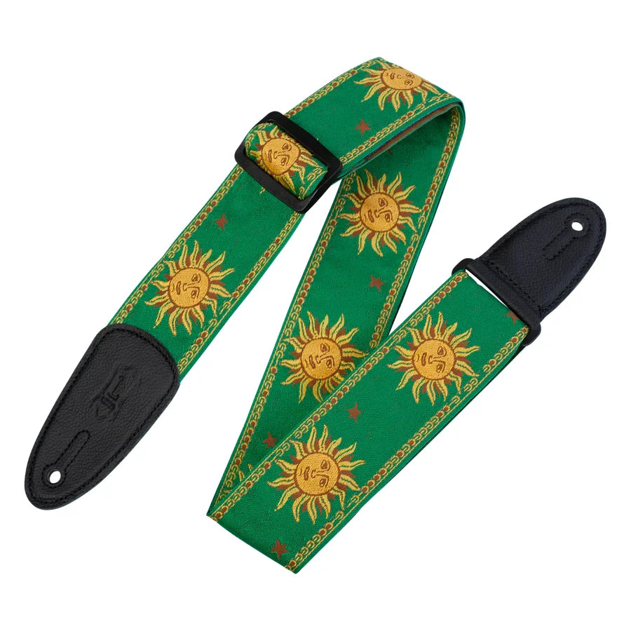 Levy's Sun Motif Series 2" Woven Guitar Strap - Green (MPJG-SUN-GRN)
