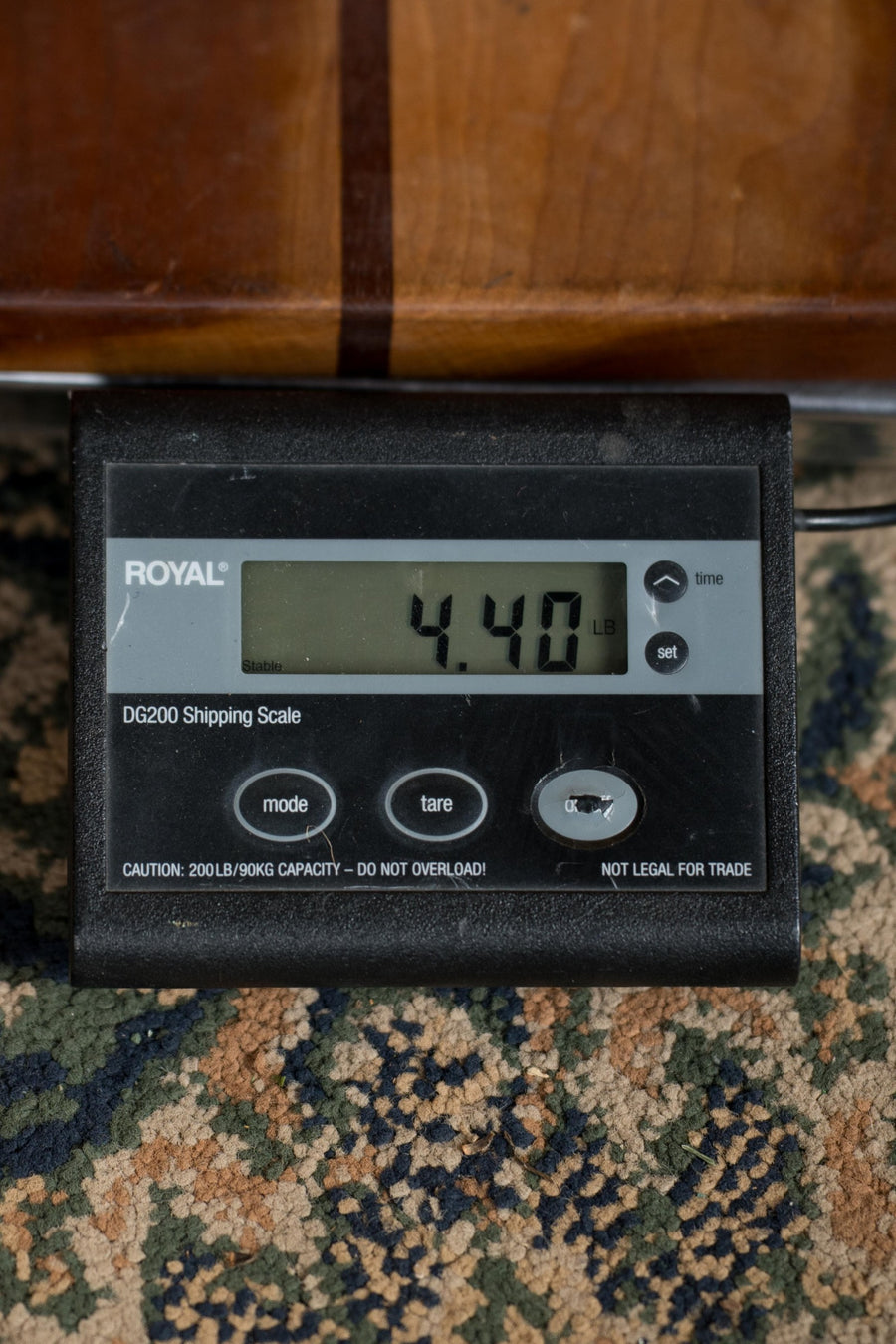 Martin D-28 Billy Strings model acoustic guitar resting on Royal digital scale showing 4.40 lbs weight. - Martin D-28 Billy Strings Model Spruce/Rosewood Dreadnought Acoustic Guitar #6669 - Default Title
