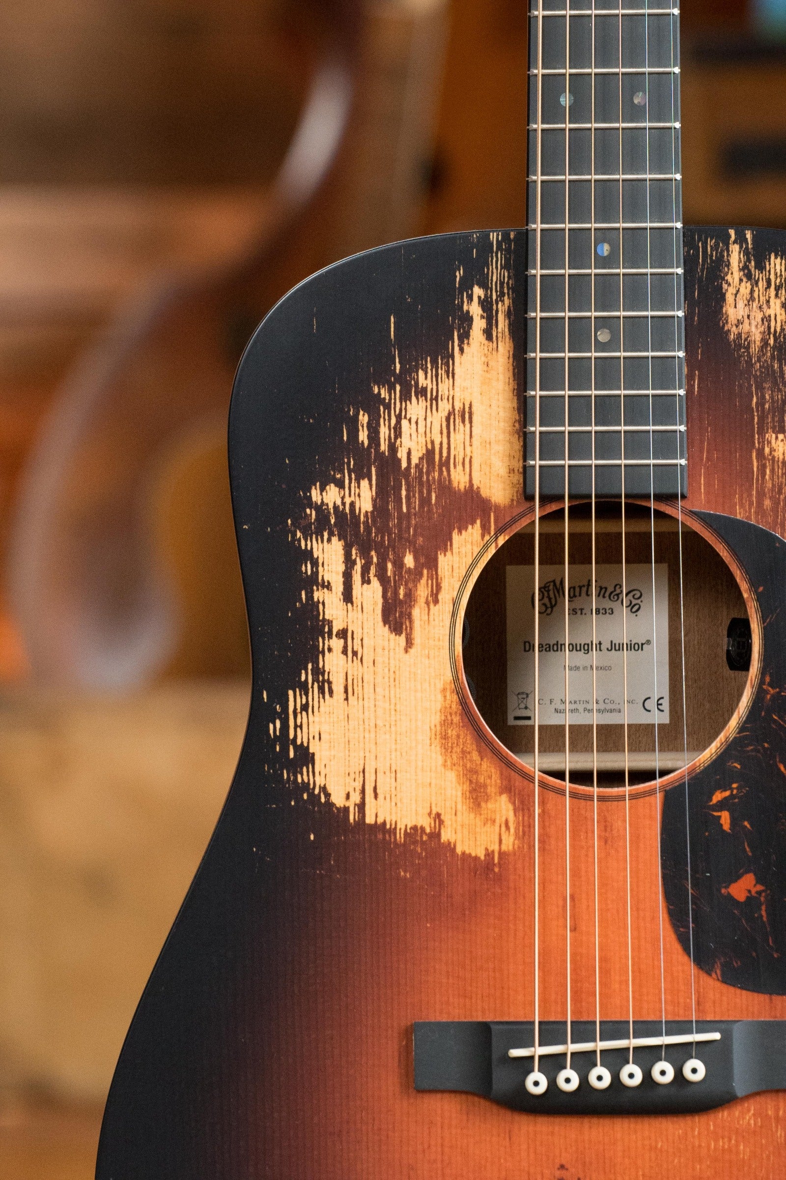 *New 2025 Model* Martin D Jr E Streetlegend Burst Spruce/Sapele Aged-Look Dreadnought Guitar w/Martin Electronics #3865