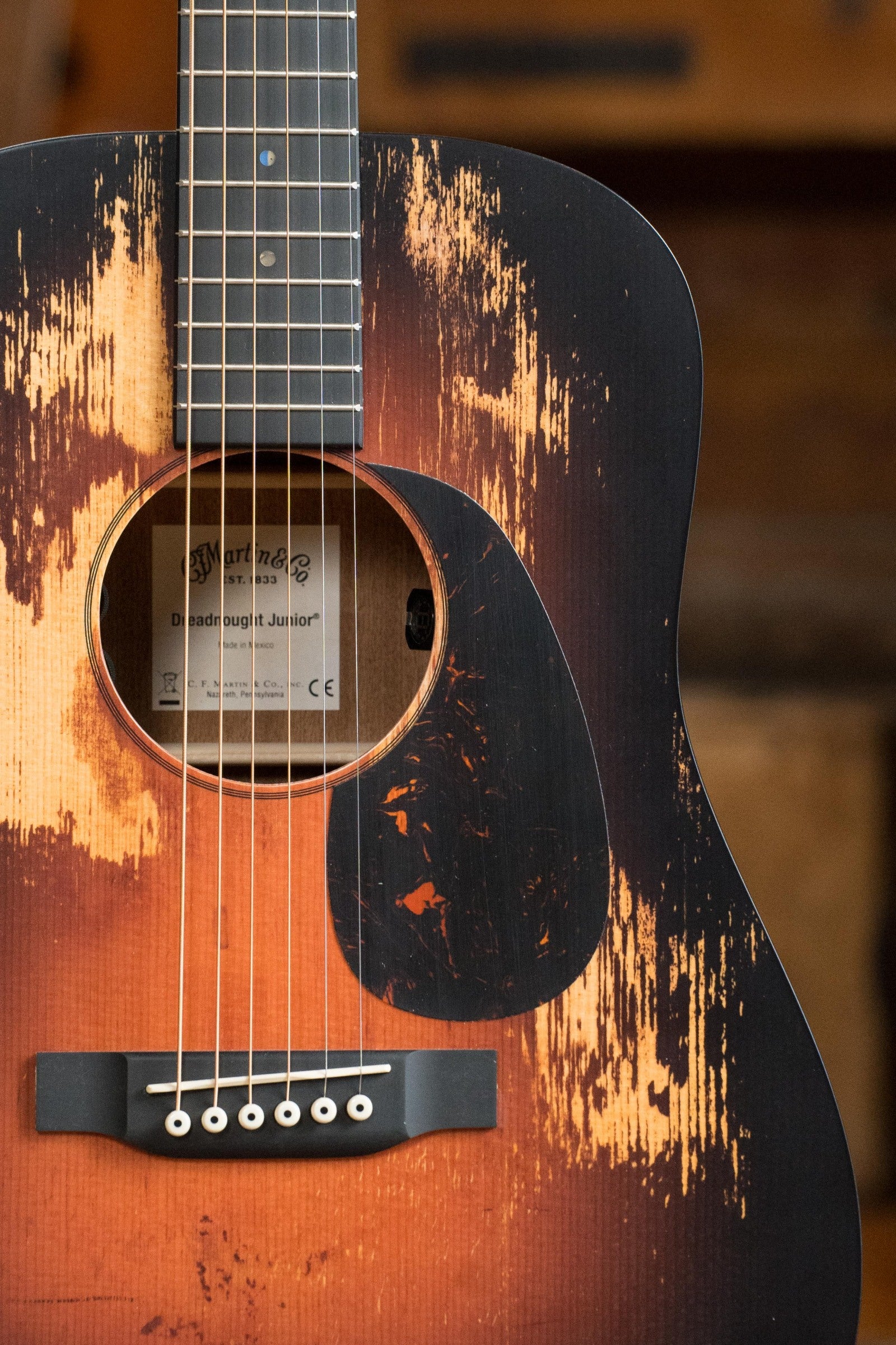*New 2025 Model* Martin D Jr E Streetlegend Burst Spruce/Sapele Aged-Look Dreadnought Guitar w/Martin Electronics #3865