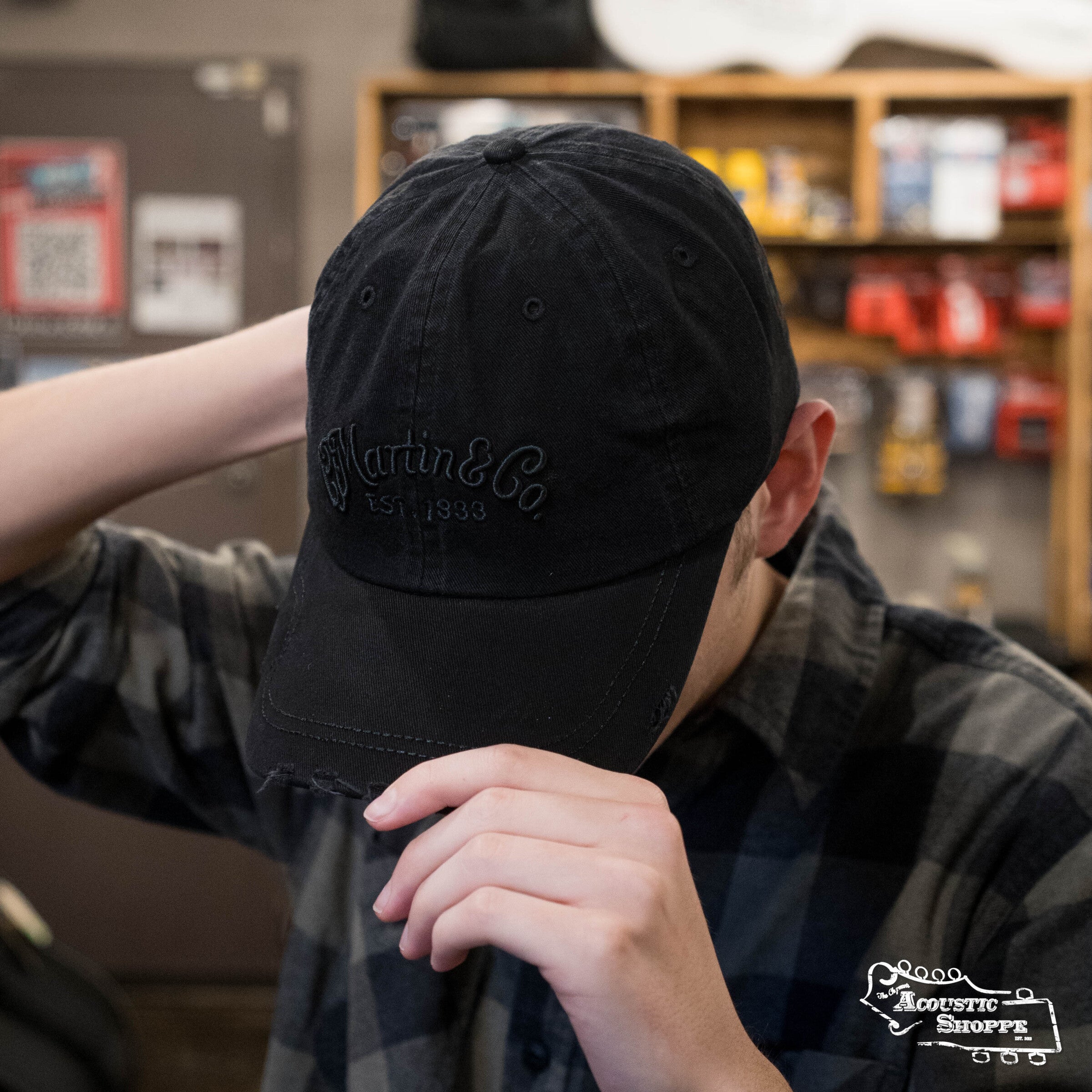 Martin Logo All Solid Pick-Holder Hat - Black w/Black Logo