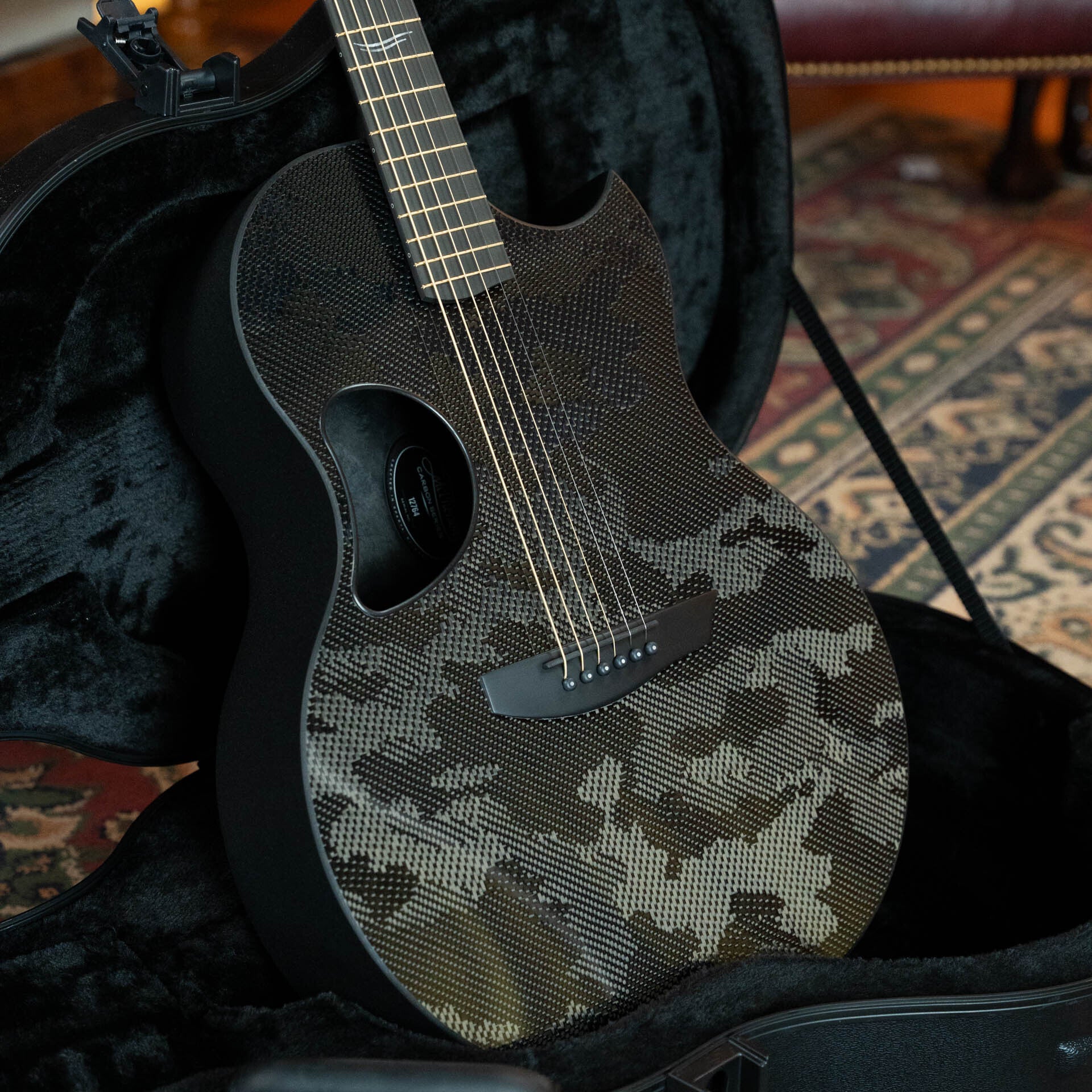 McPherson Blackout Carbon Fiber Sable Camo Top w/ Evo Frets and Black Gotoh Tuners #2764