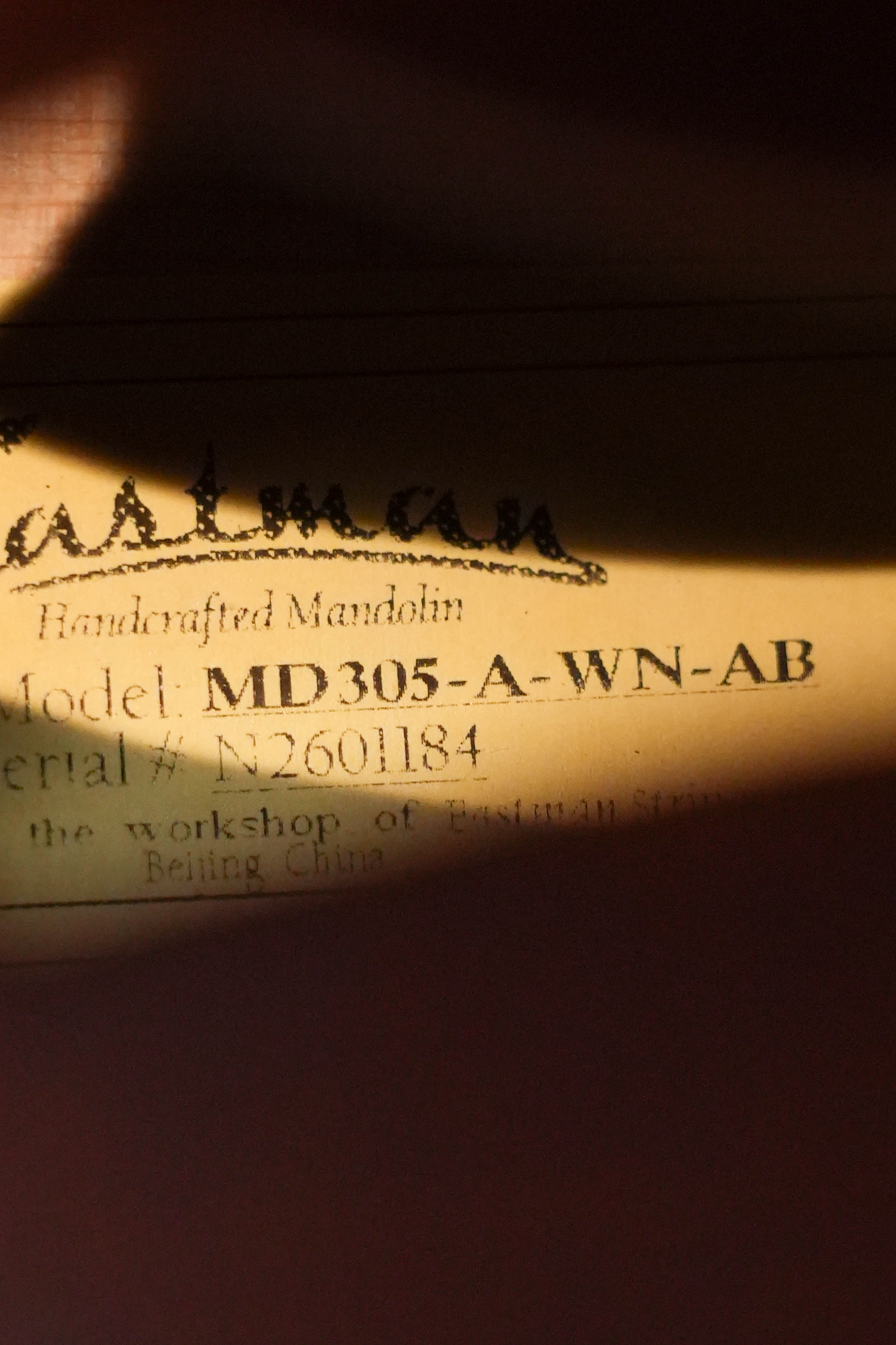 *New 2026 Model* Eastman MD305 Wide Nut A-Style Mandolin #1184