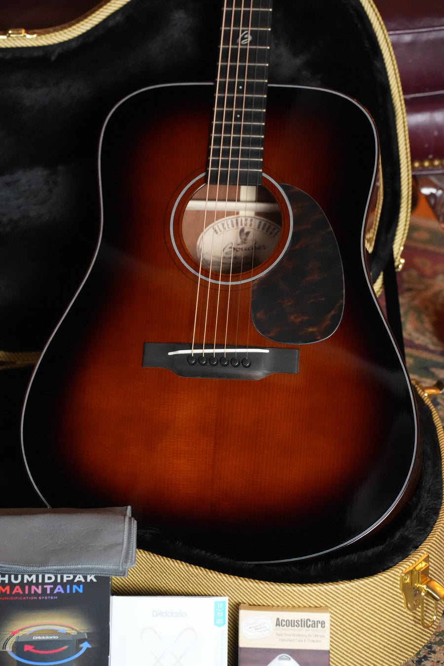 *New 2026 Model* Boucher BG-42T-BG Torrefied Adirondack/Torrefied Mahogany Bluegrass Goose Ambertone Burst Gold Pack Dreadnought Acoustic Guitar #1072