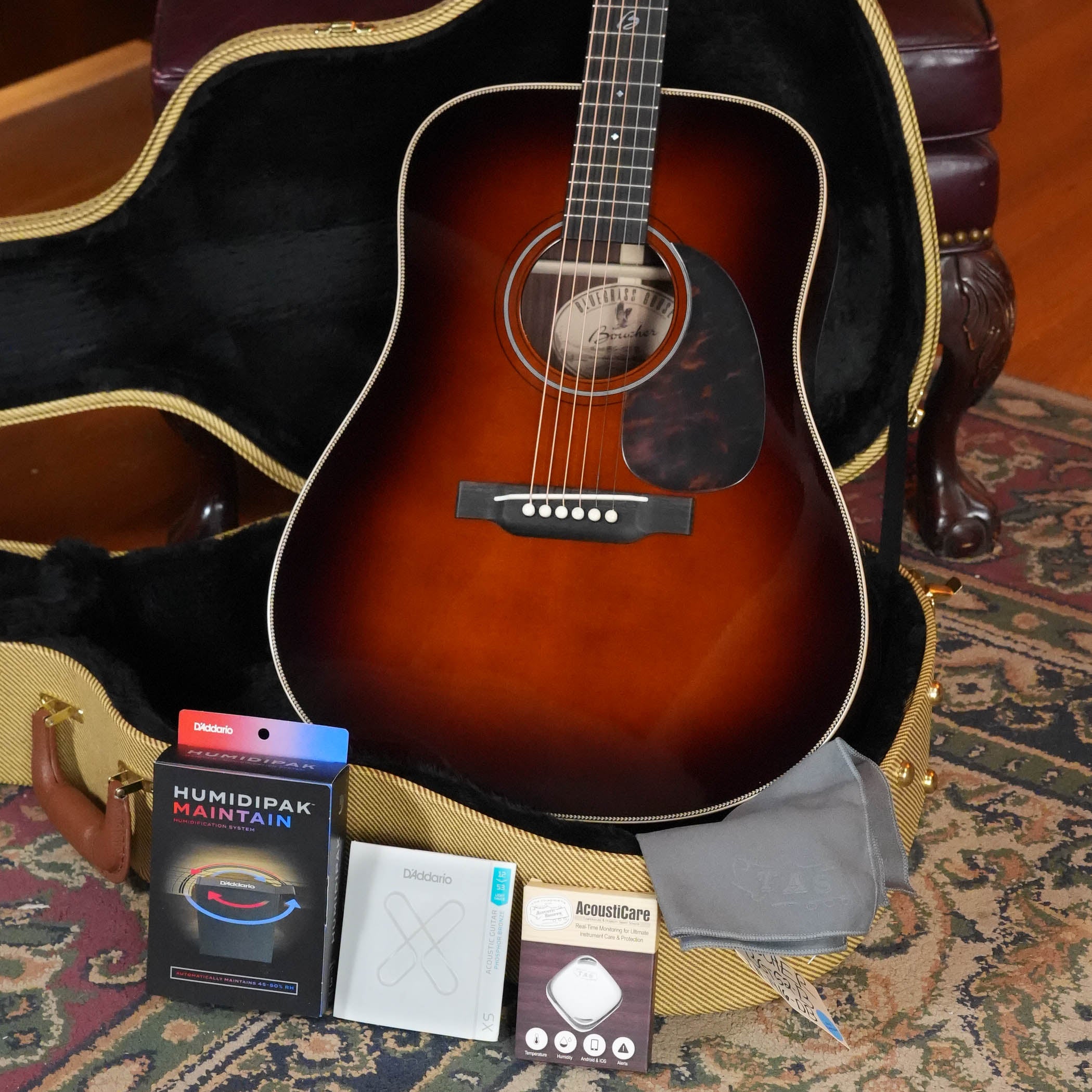 *New 2026 Model* Boucher BG-52-B Adirondack/Rosewood Bluegrass Goose  Burst Pack Dreadnought Acoustic Guitar #1416