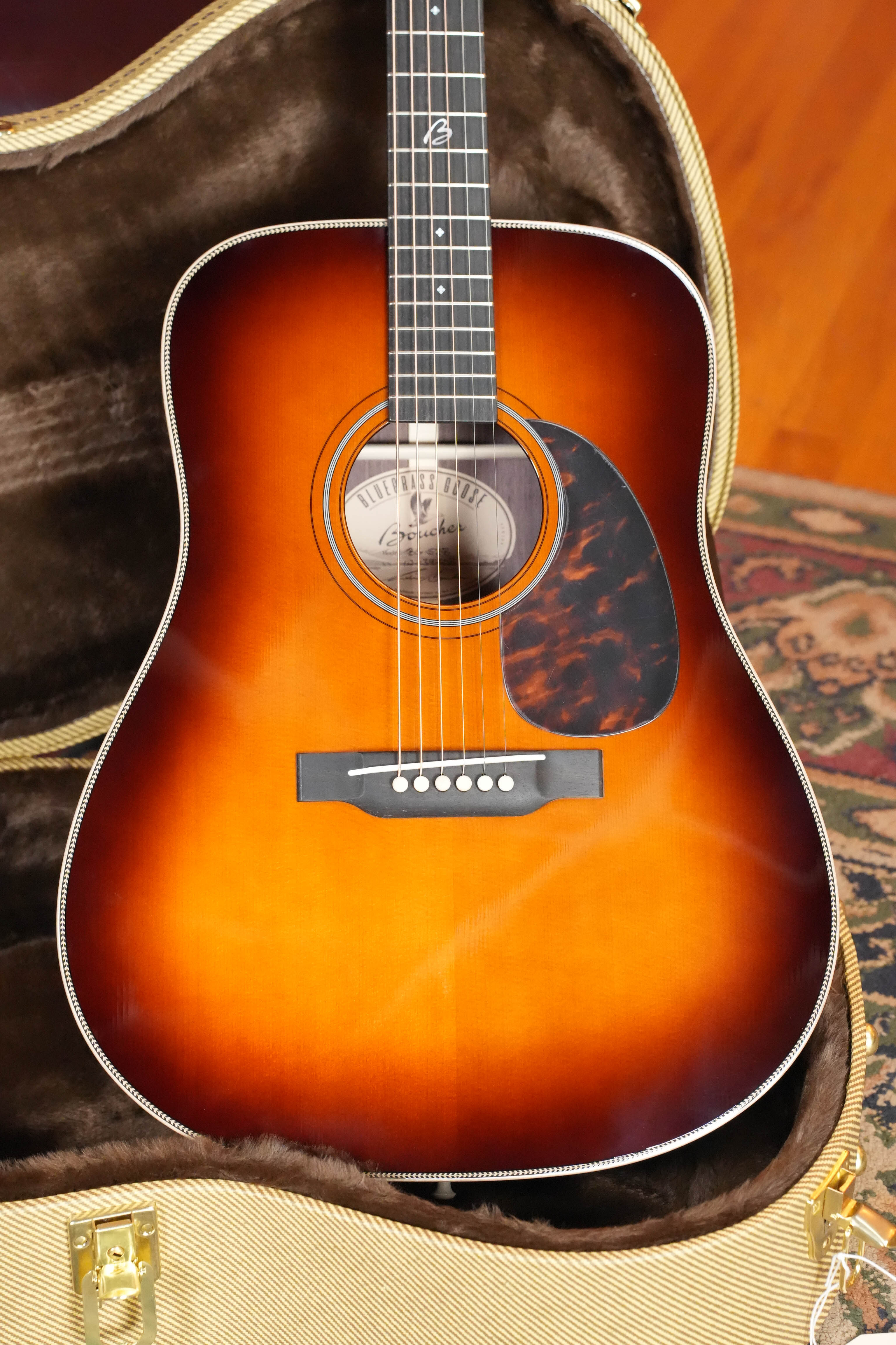 *New 2026 Model* Boucher BG-52 Adirondack/Rosewood Bluegrass Goose Amberburst Dreadnought Acoustic Guitar #1397