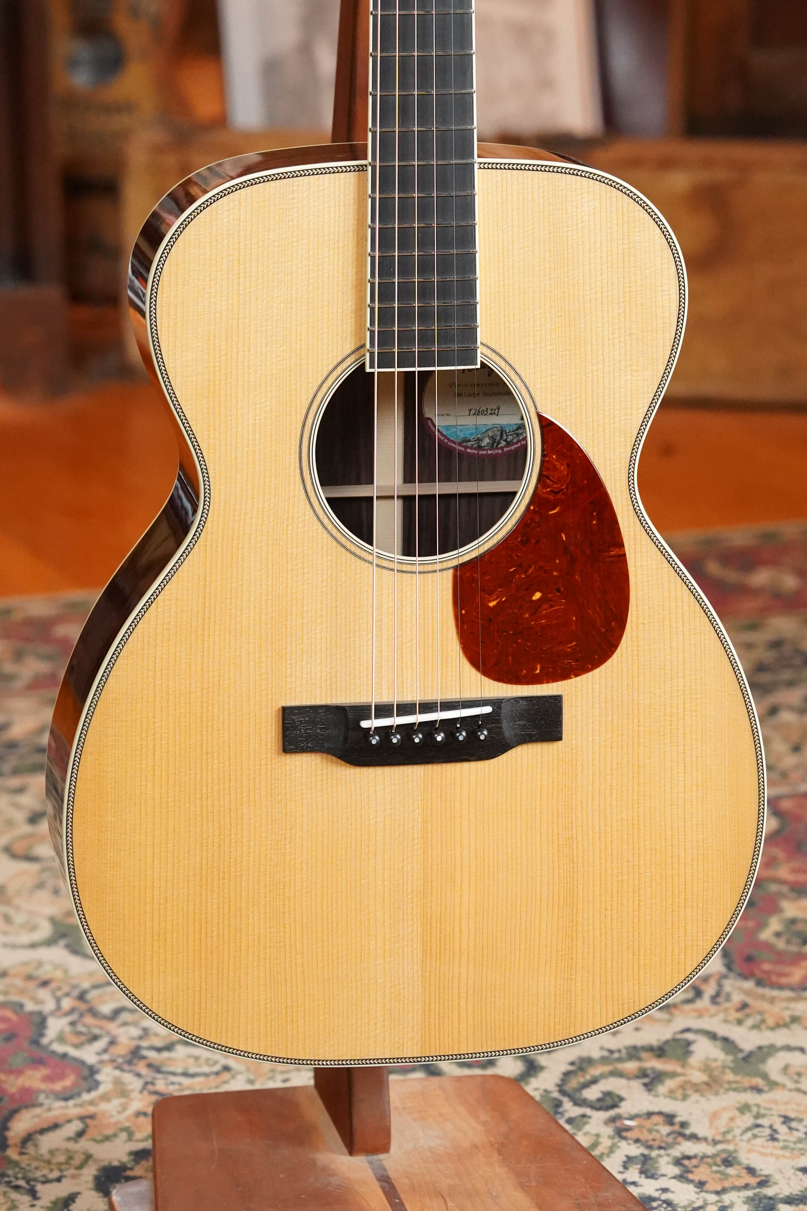 *New 2026 Model* Bourgeois Large Soundhole Touchstone Series Thermo-Cured Adirondack/Rosewood OM Acoustic Guitar #3229