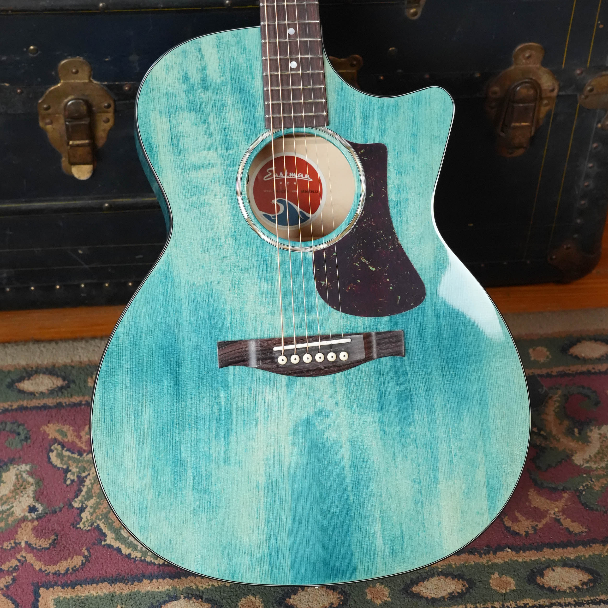 *New 2026 Model* Eastman PCH3-GACE-FB Sitka/Laminated Maple Faded Blue Gloss Grand Auditorium Cutaway Guitar w/Electronics #3933