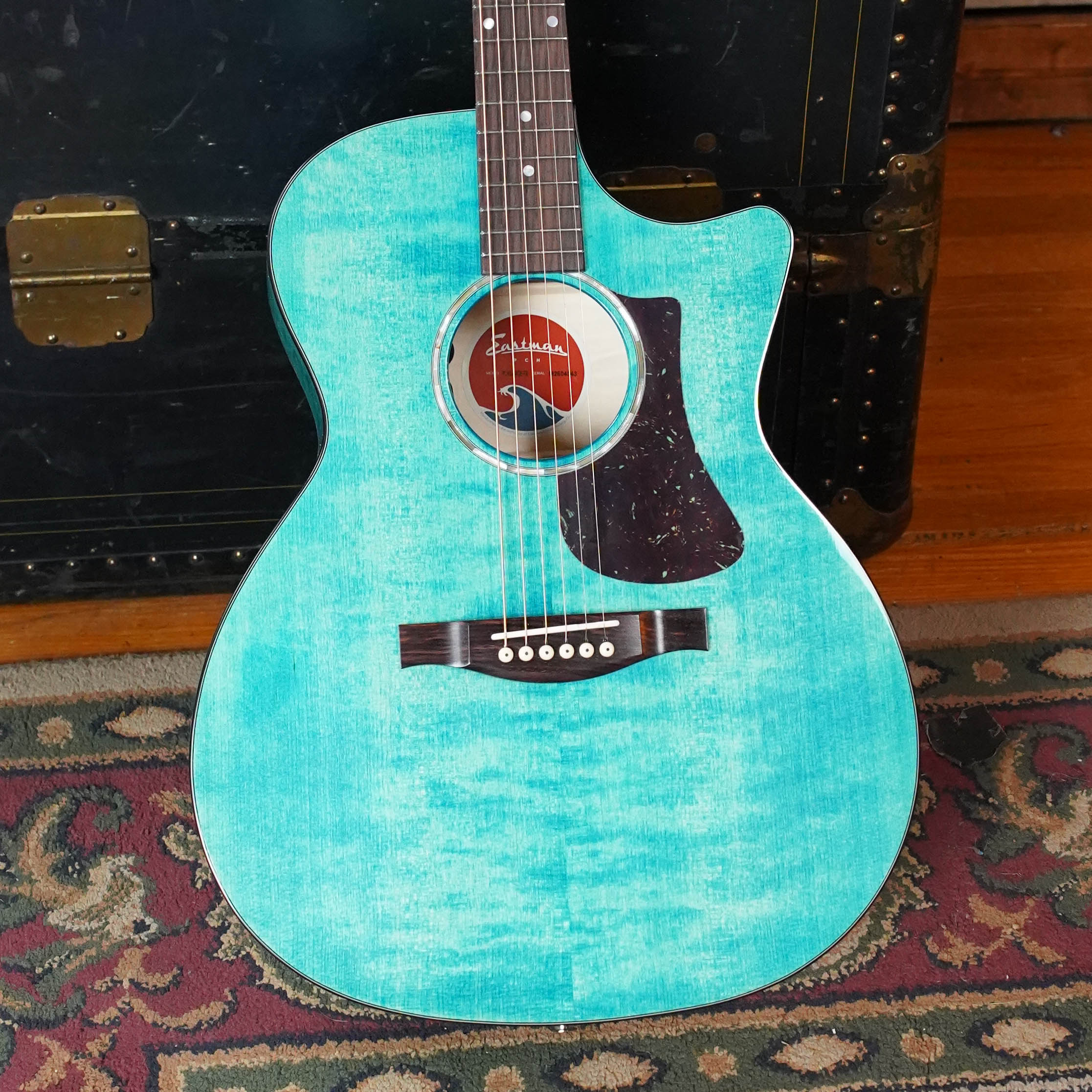 *New 2026 Model* Eastman PCH3-GACE-FB Sitka/Laminated Maple Faded Blue Gloss Grand Auditorium Cutaway Guitar w/Electronics #4543