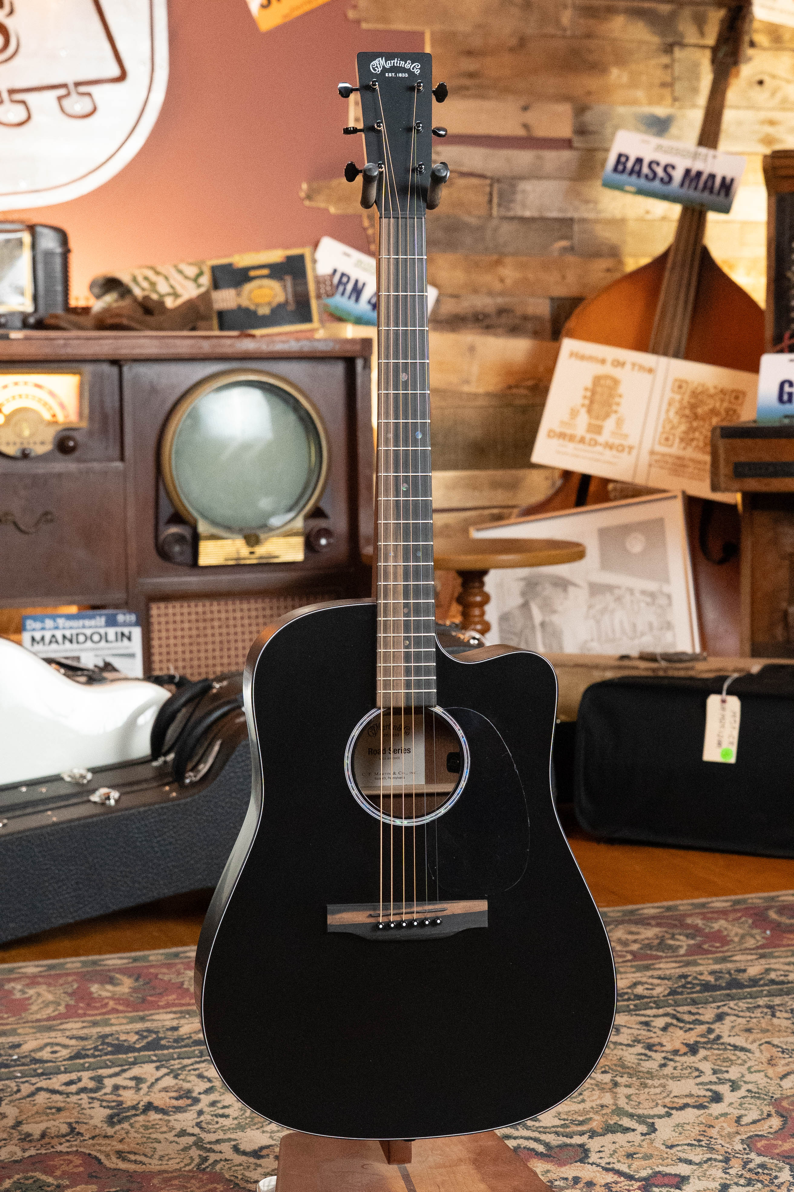 *New 2026 NAMM Model* Martin DC-10E Modern Black Road Series Spruce/Sapele Cutaway Dreadnought Guitar w/Martin Electronics #9162