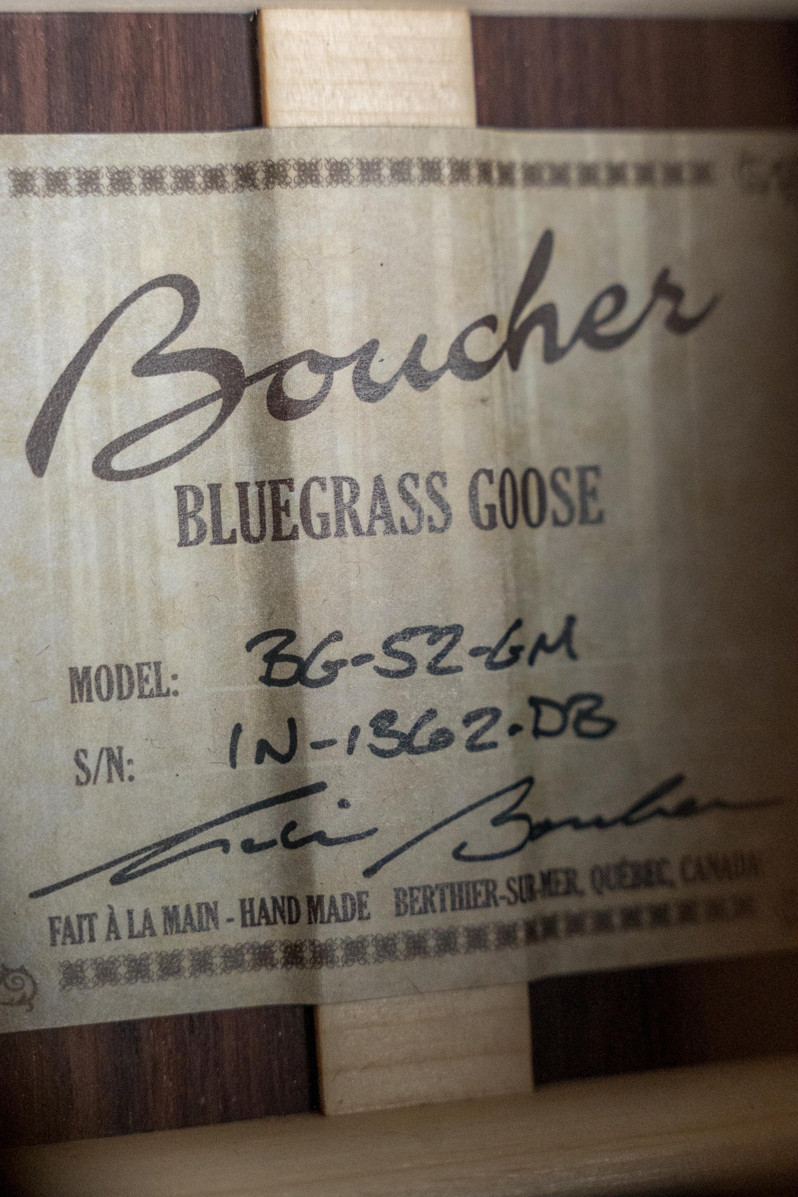 Boucher BG-52-GM Torrefied Master Grade Adirondack Red Spruce/East Indian Rosewood Bluegrass Goose Series Dreadnought Acoustic Guitar #1362